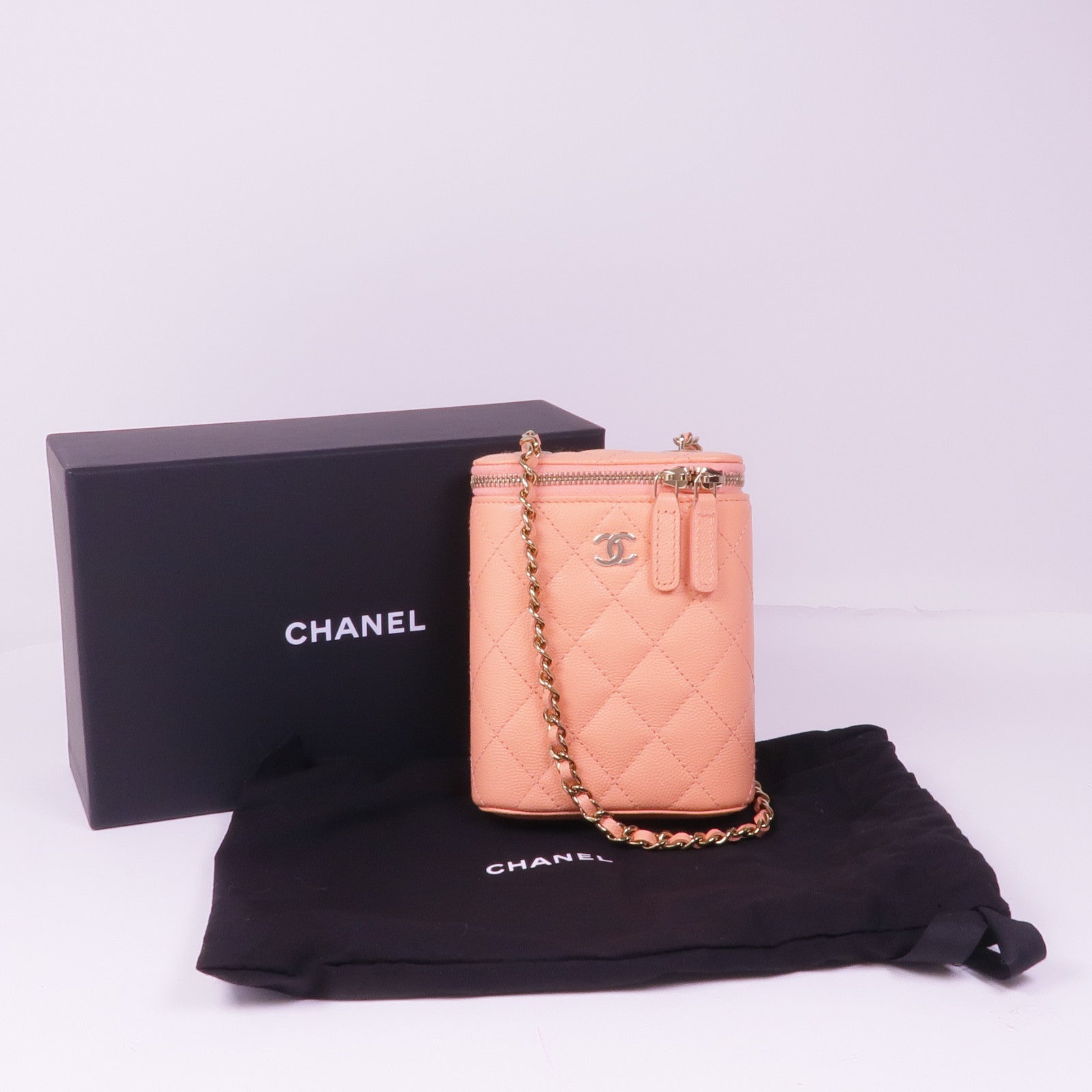 CHANEL 牛皮皮革Chain Shoulder金扣鏈帶肩背袋