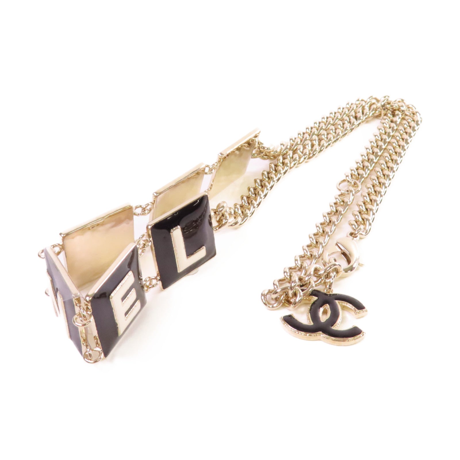 CHANEL 金屬Chain Belt金扣腰鏈黑色/金色