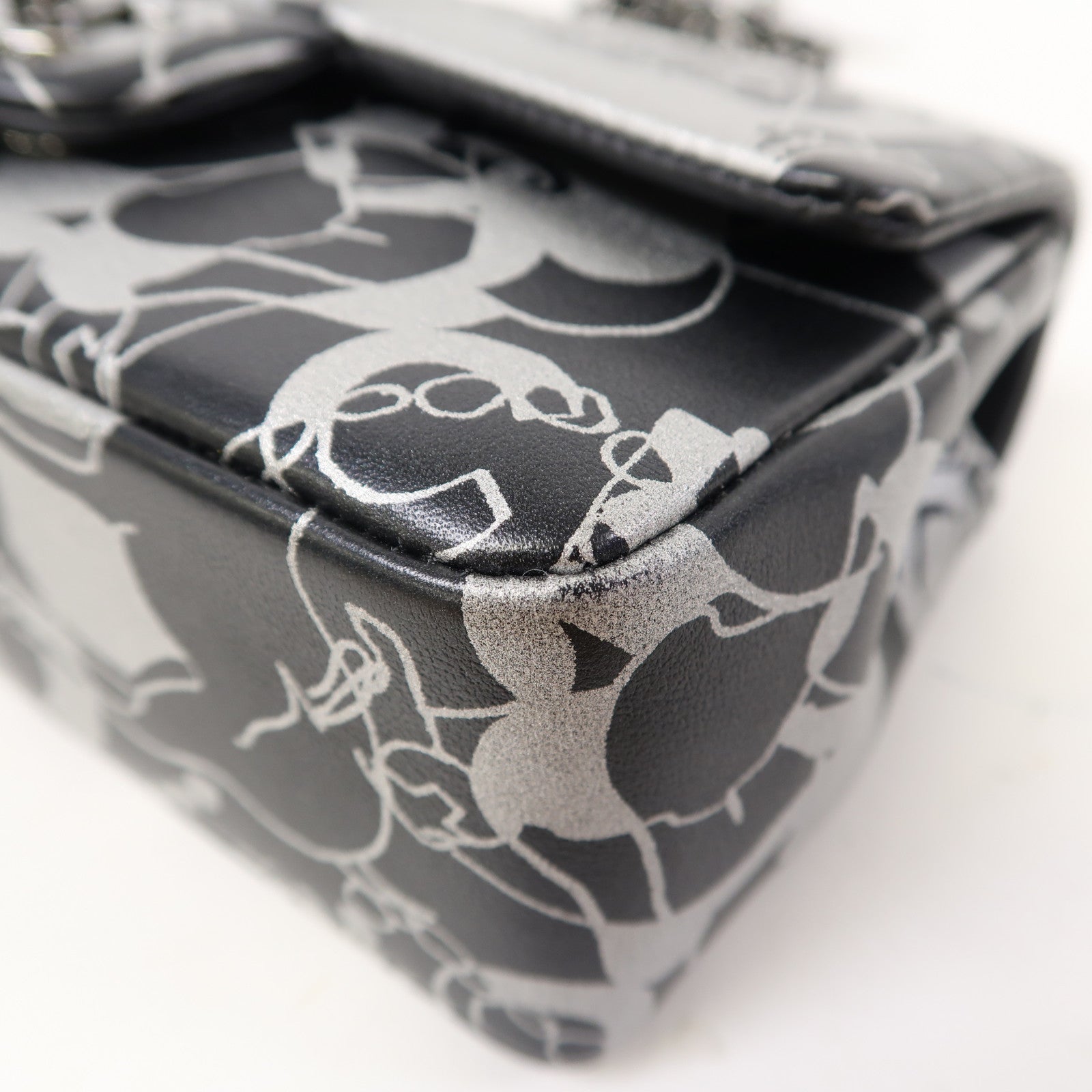 CHANEL 【激減優惠】牛皮皮革Chain Shoulder銀扣鏈帶肩背袋黑色/銀色