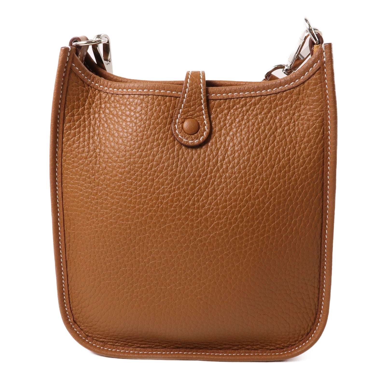 HERMES Clemence皮革Evelyne TPM銀扣肩背袋Gold棕色