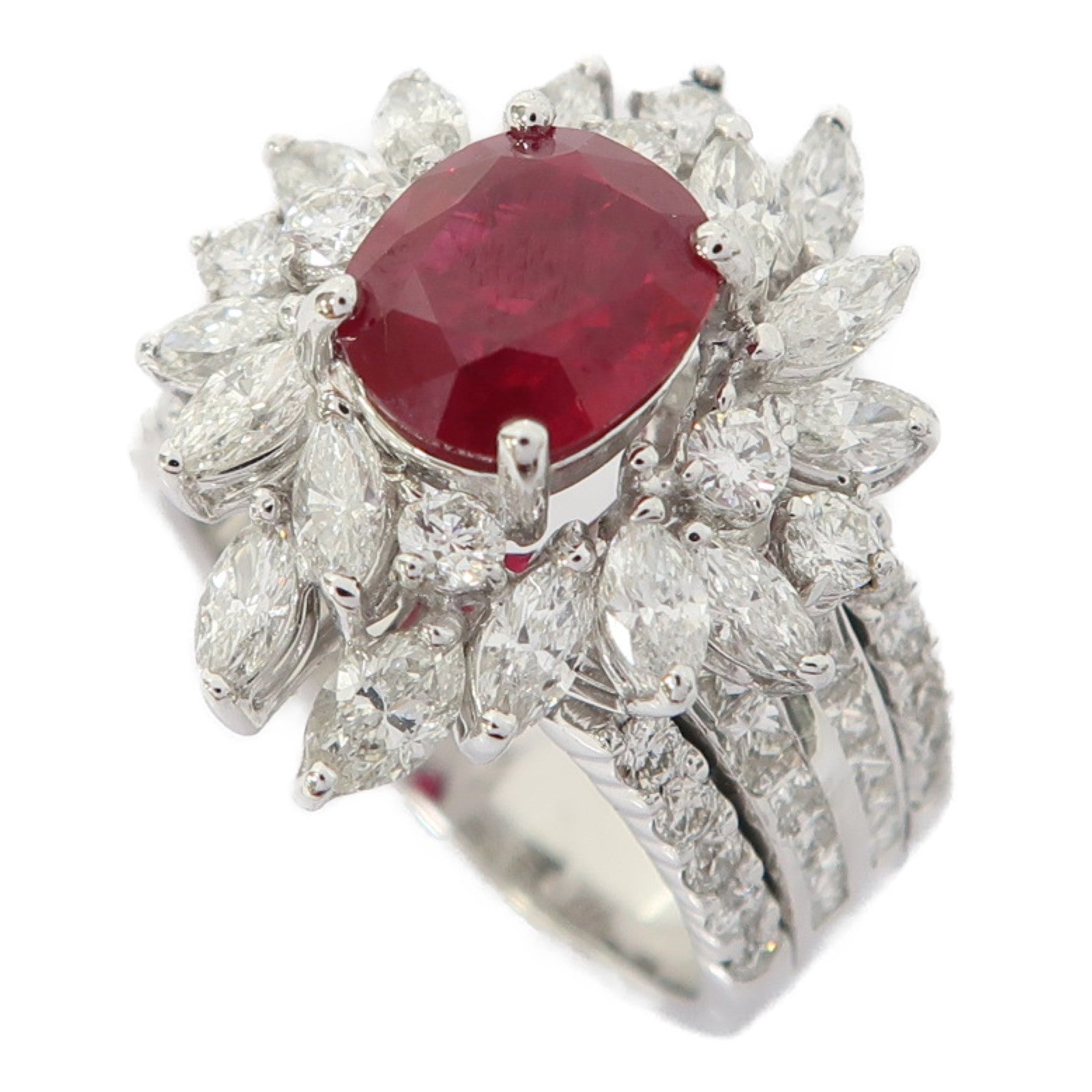 JEWELRY 18K白金Ruby Ring戒指US#6.5