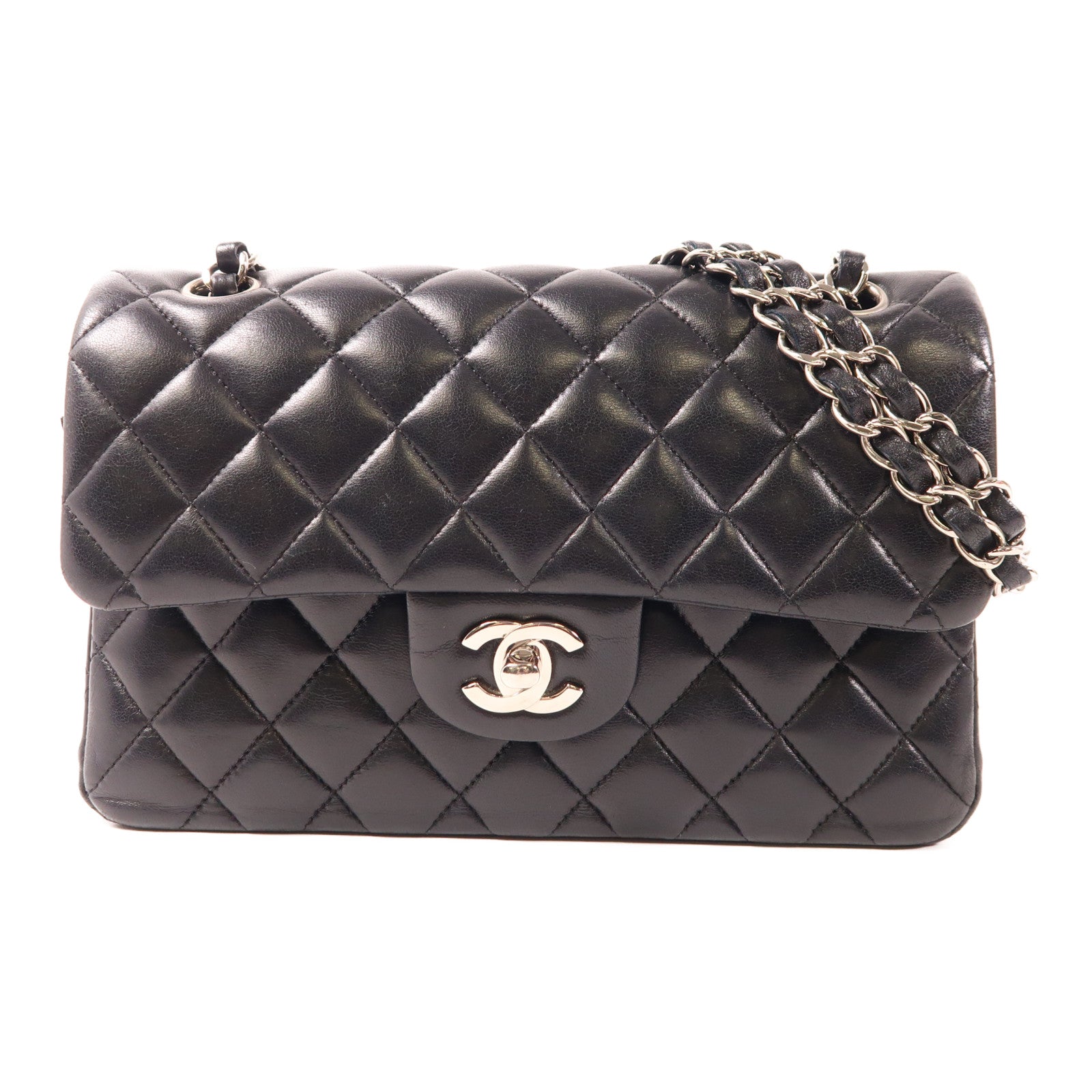 CHANEL 【激減優惠】羊皮皮革Classic 23銀扣鏈帶肩背袋黑色