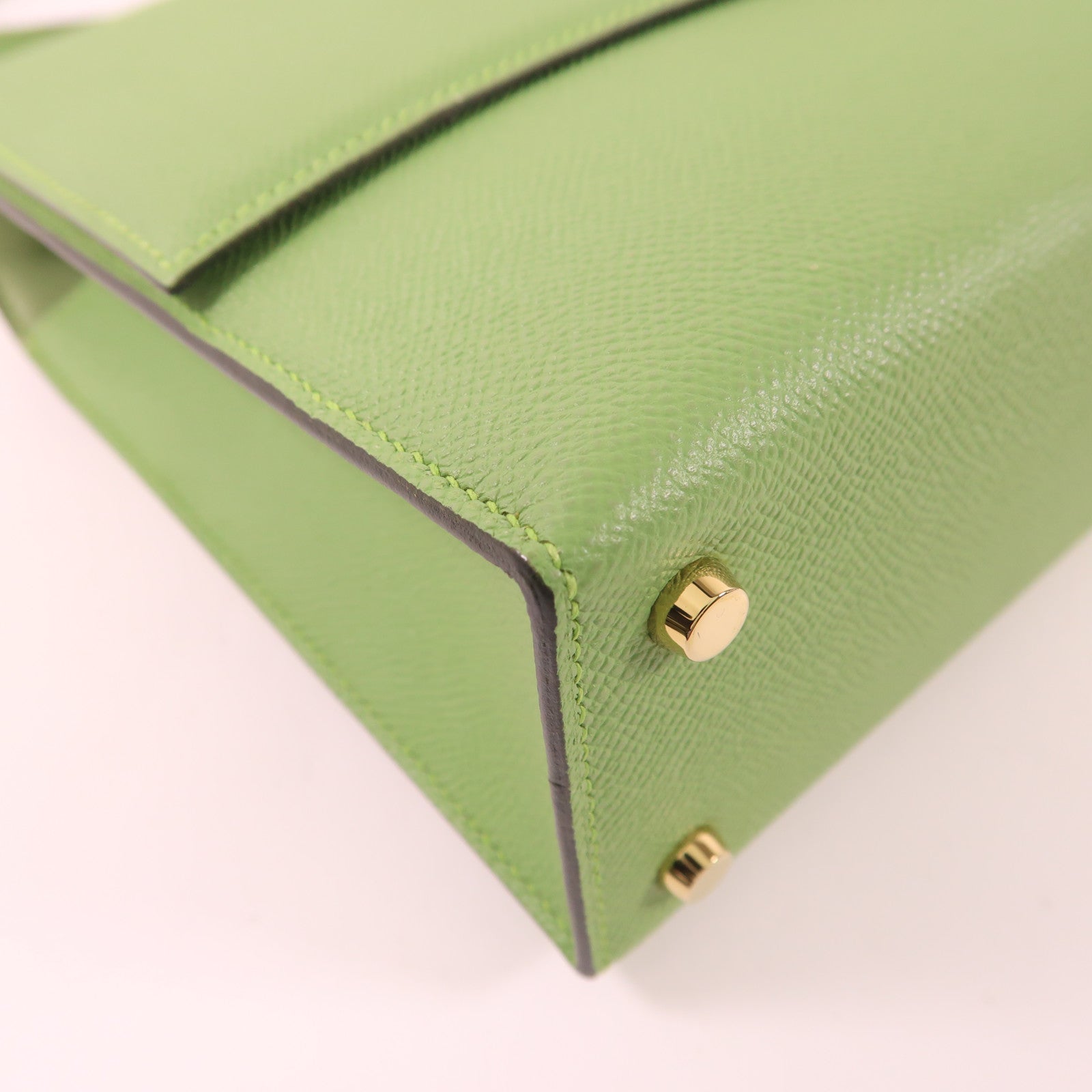 HERMES Epsom皮革Verrou 23金扣肩背袋Vert Criquet