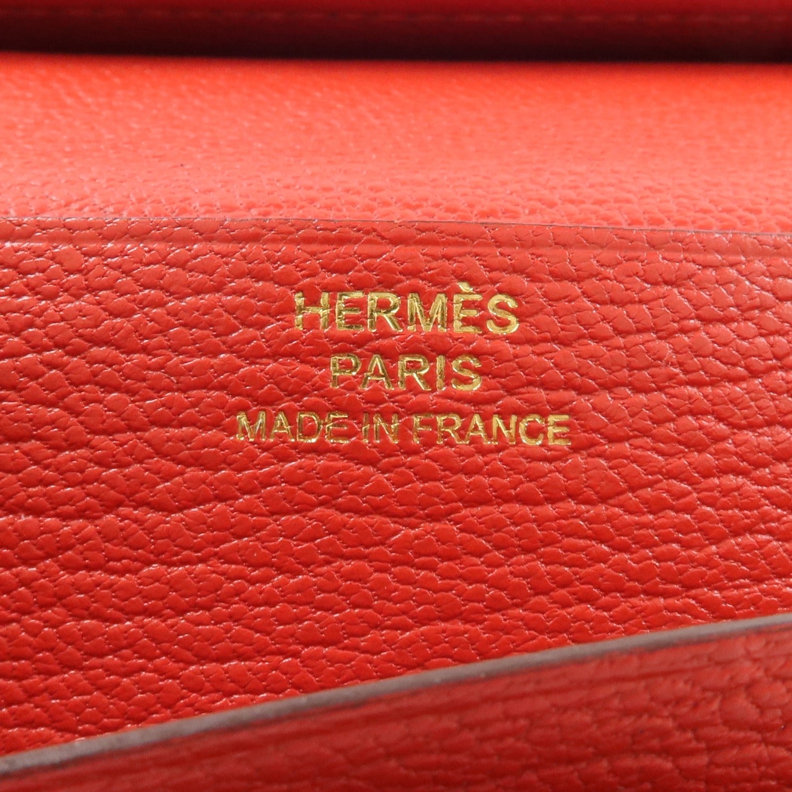 HERMES Chevre皮革Bearn Wallet長錢包Rouge de Coeur