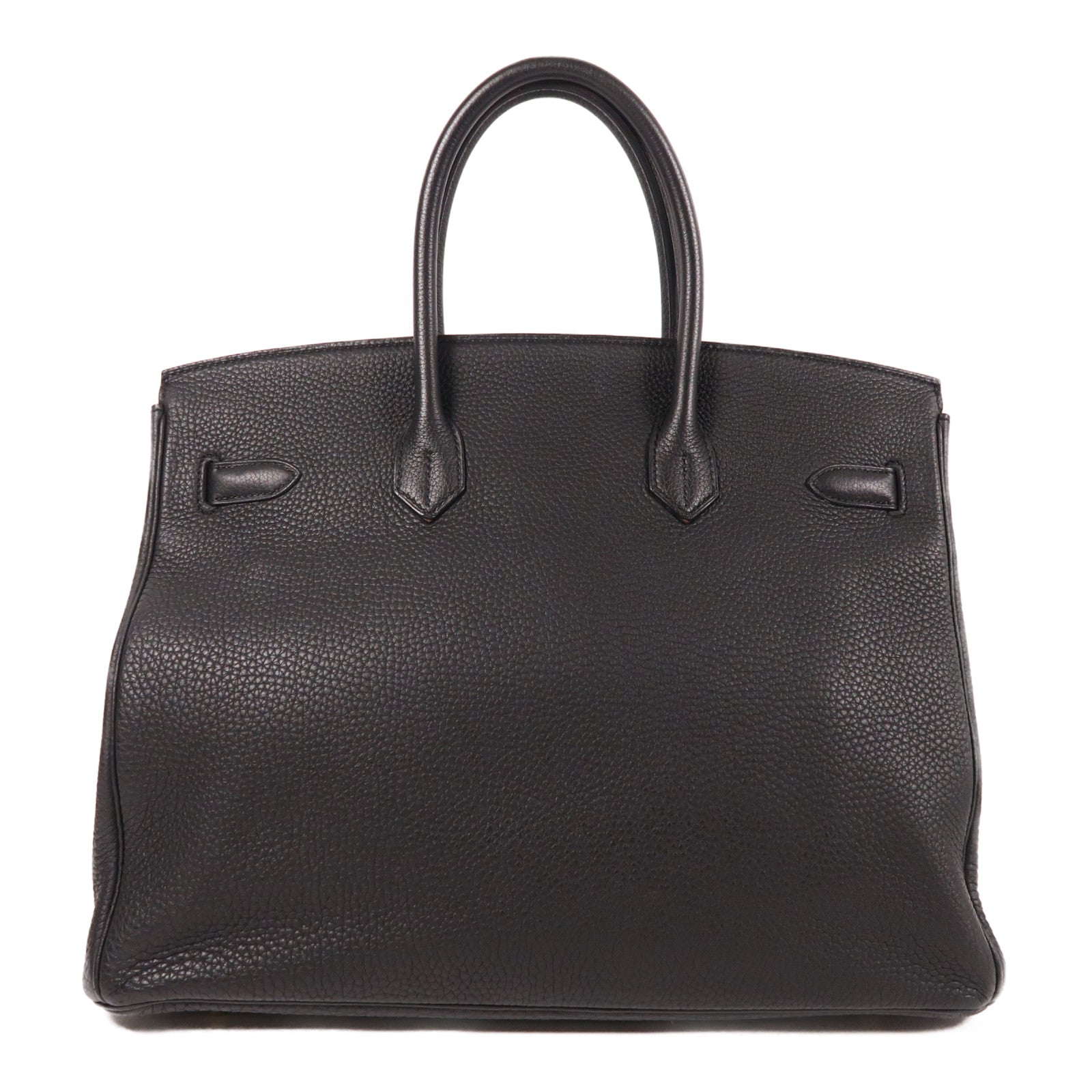 HERMES Clemence皮革Birkin 35金扣手挽袋黑色