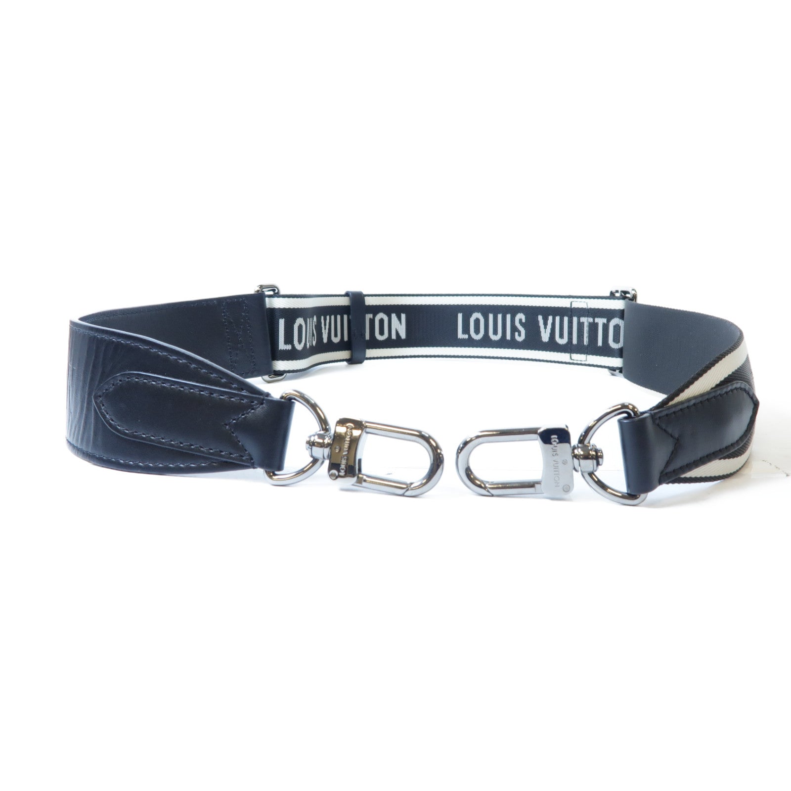 LOUIS VUITTON 牛皮皮革/尼龍Sporty Strap銀扣肩背帶黑色