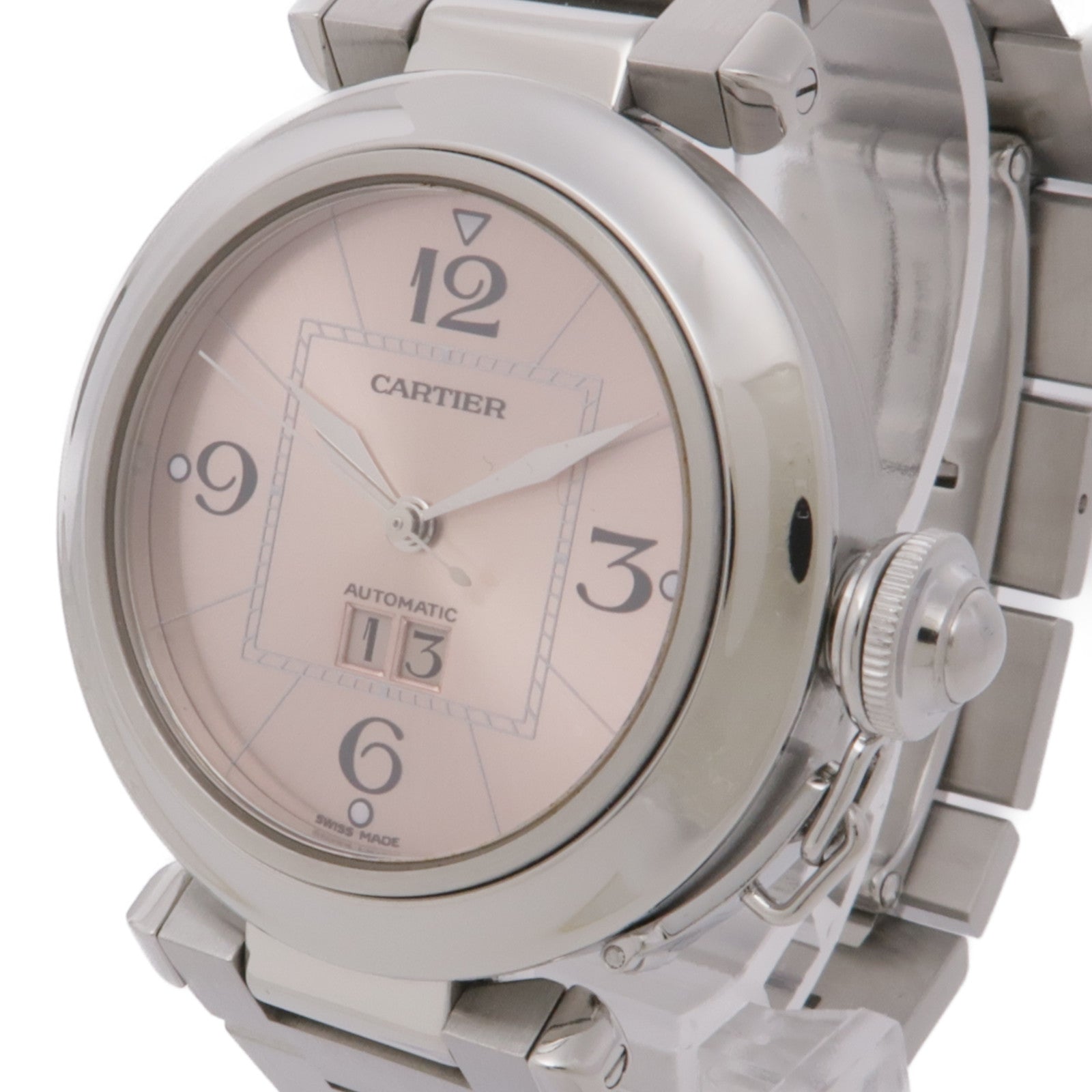 CARTIER Pasha C Big Date W31058M7 Automatic Watch Stainless Steel Pink