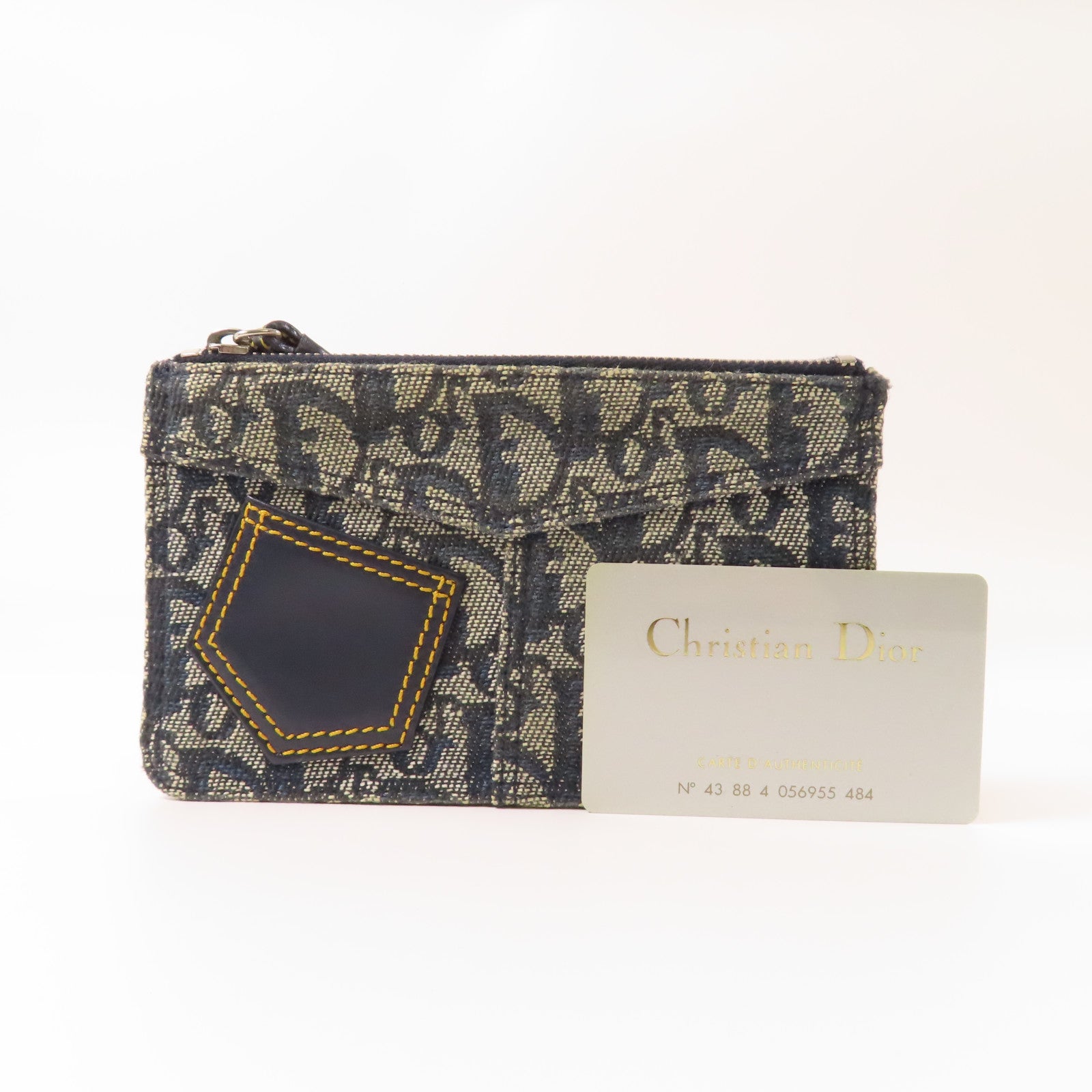 Dior 帆布Pouch銀扣手拿包藍色