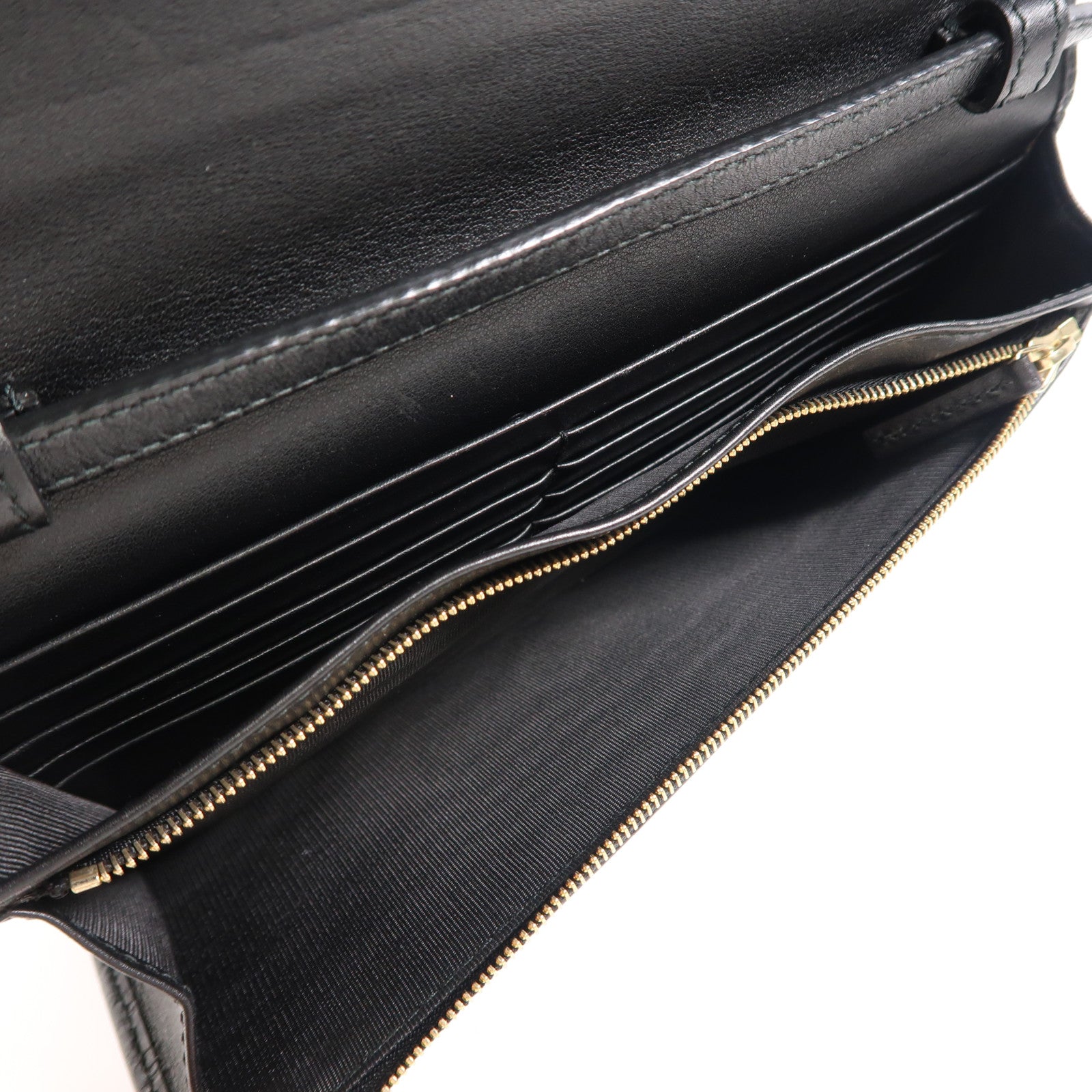 GUCCI Guccissima皮革Shoulder Wallet金扣肩背袋黑色