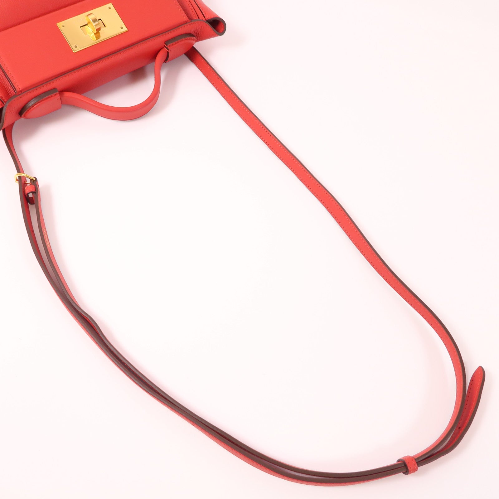 HERMES Evercolor皮革24/24 Mini金扣手挽肩背兩用袋Rouge Tomate