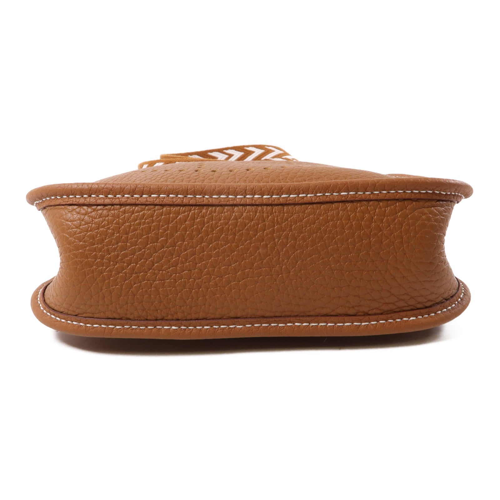 HERMES Clemence皮革Evelyne TPM銀扣肩背袋Gold棕色