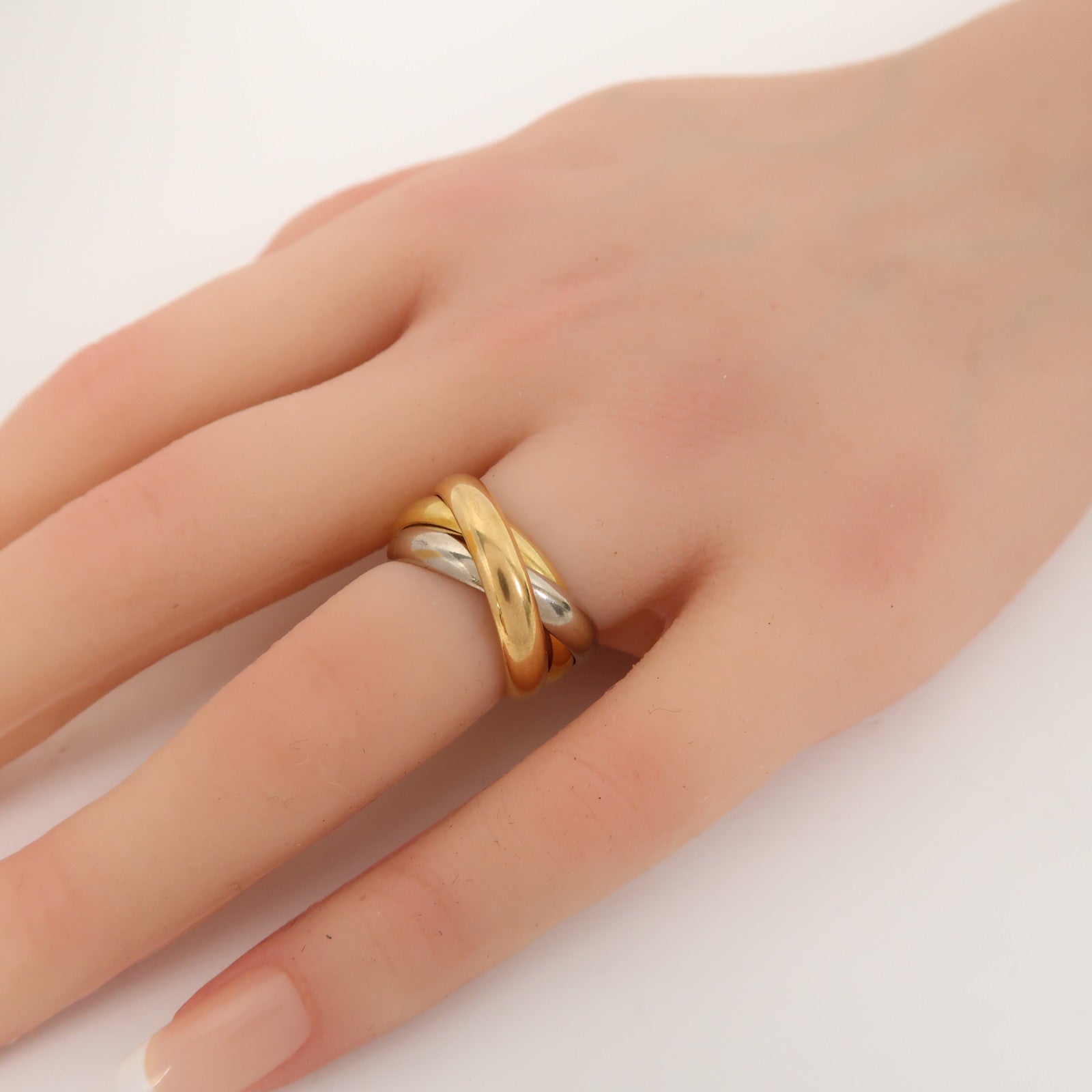 CARTIER 【激減優惠】18K黃金/白金/玫瑰金Trinity Ring 11.7g戒指US#5