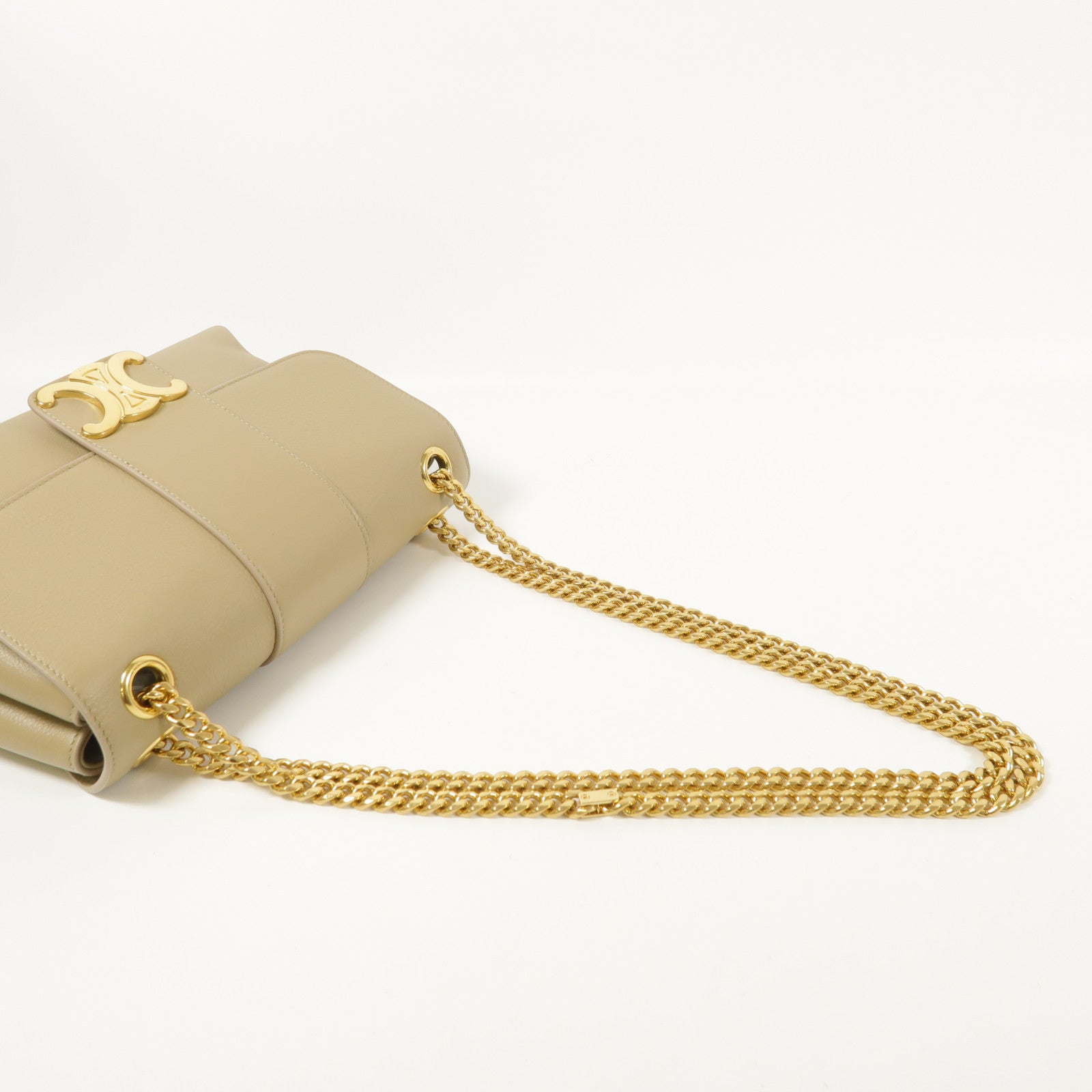 CELINE 牛皮皮革Shoulder Bag金扣鏈帶肩背袋