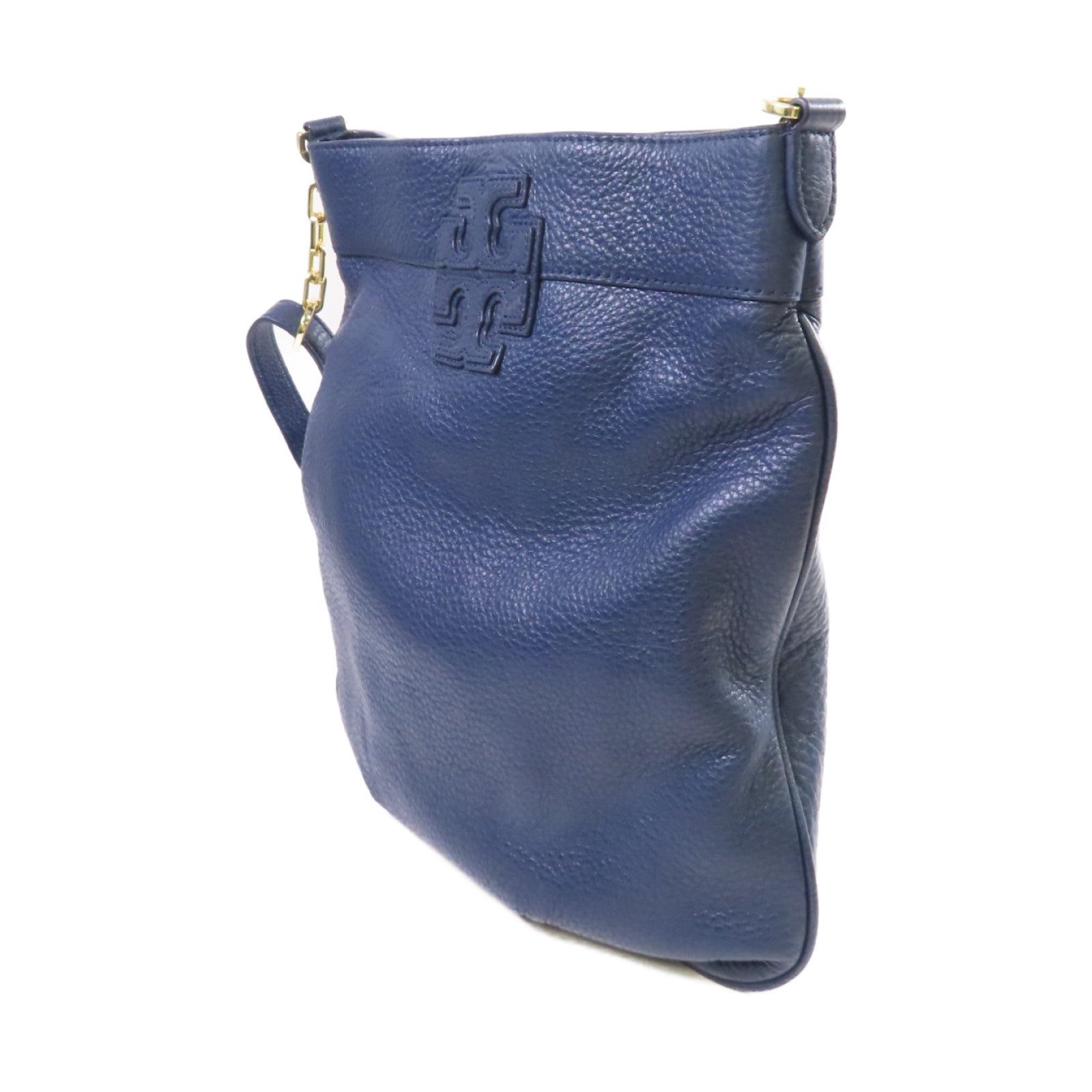 Tory Burch 牛皮皮革Shoulder Bag金扣肩背袋寶藍色