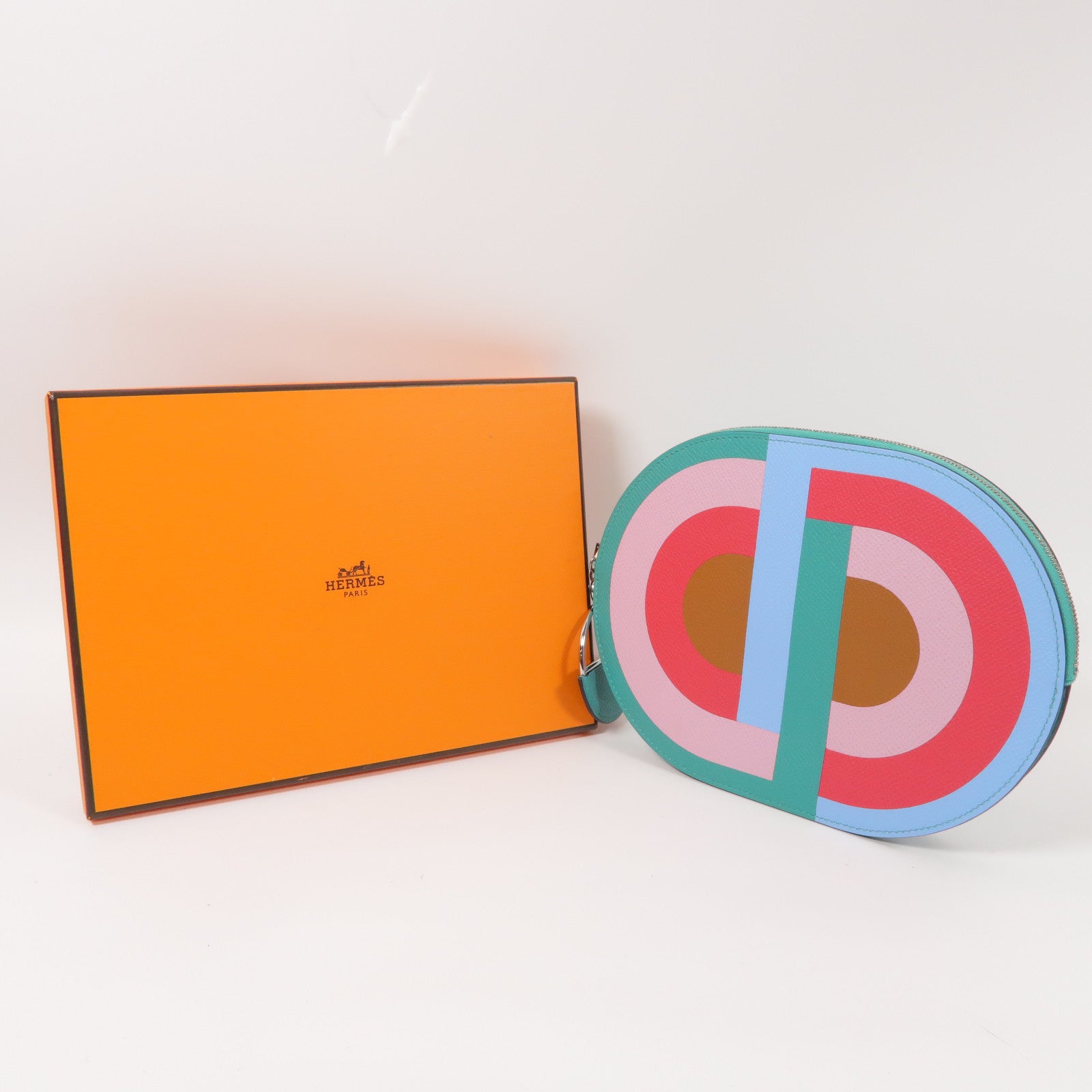 HERMES Epsom皮革In The Loop Mini Wallet銀扣手拿長錢包彩色