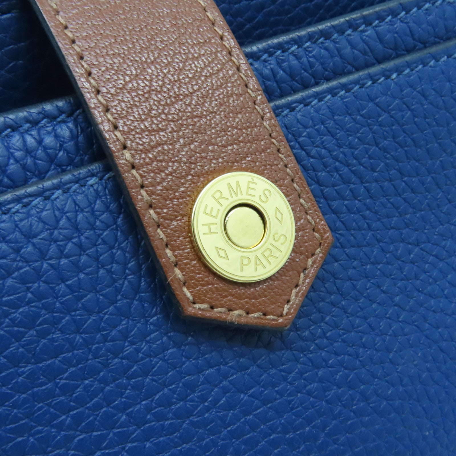 HERMES 【激減優惠】Clemence皮革Sac Saut 25 Shoulder Bag金扣肩背袋藍色