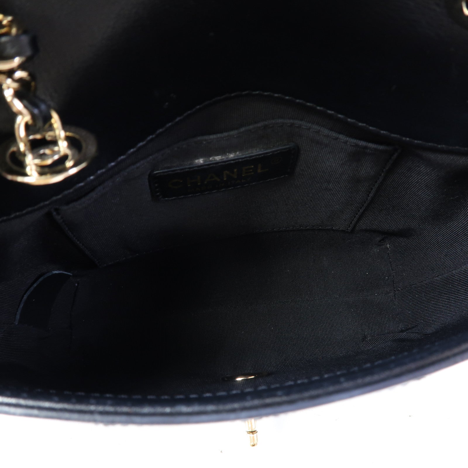 CHANEL 【激減優惠】菱格牛皮皮革Chain Shoulder Bag金扣鏈帶肩背袋黑色
