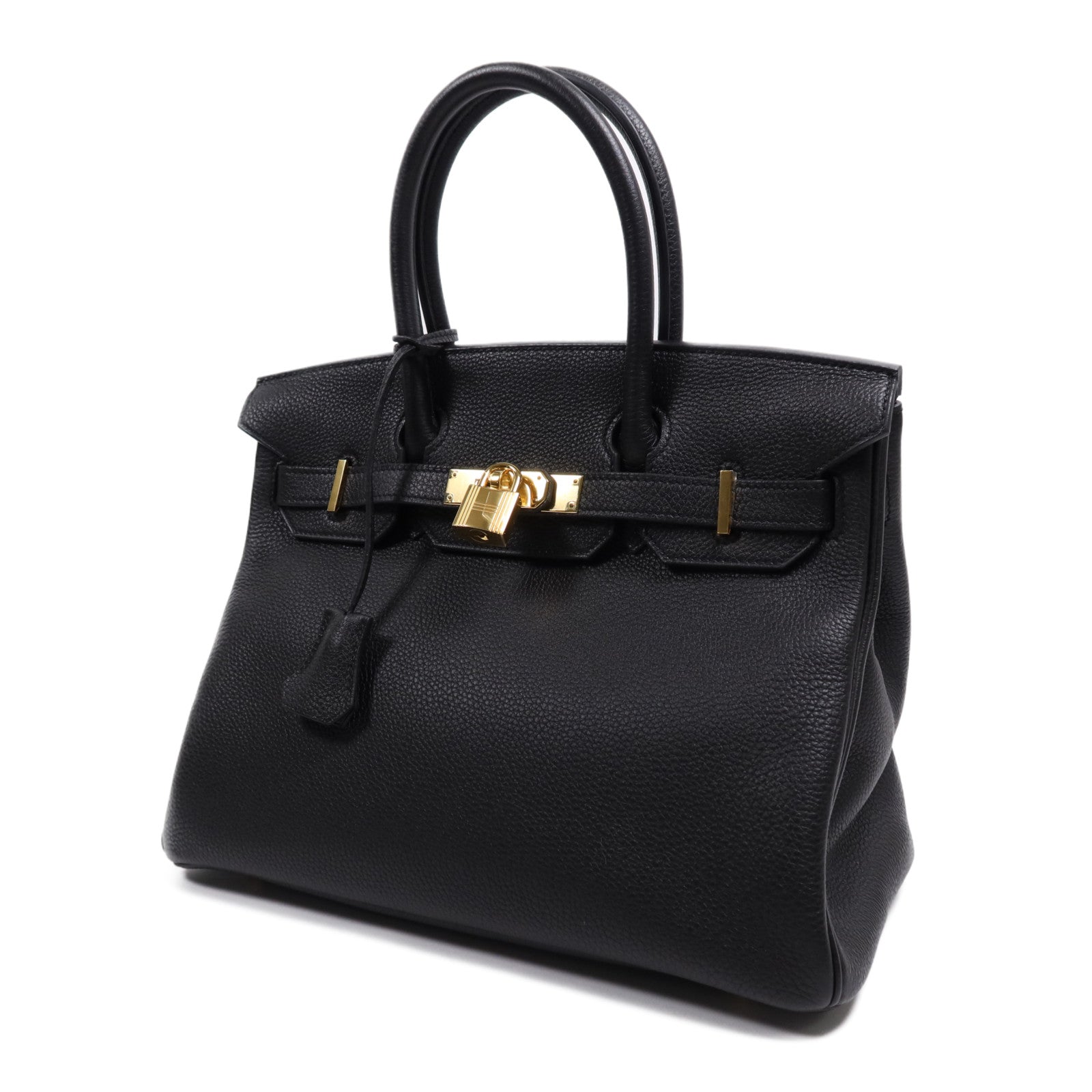 HERMES Clemence皮革Birkin 30金扣手挽袋Noir