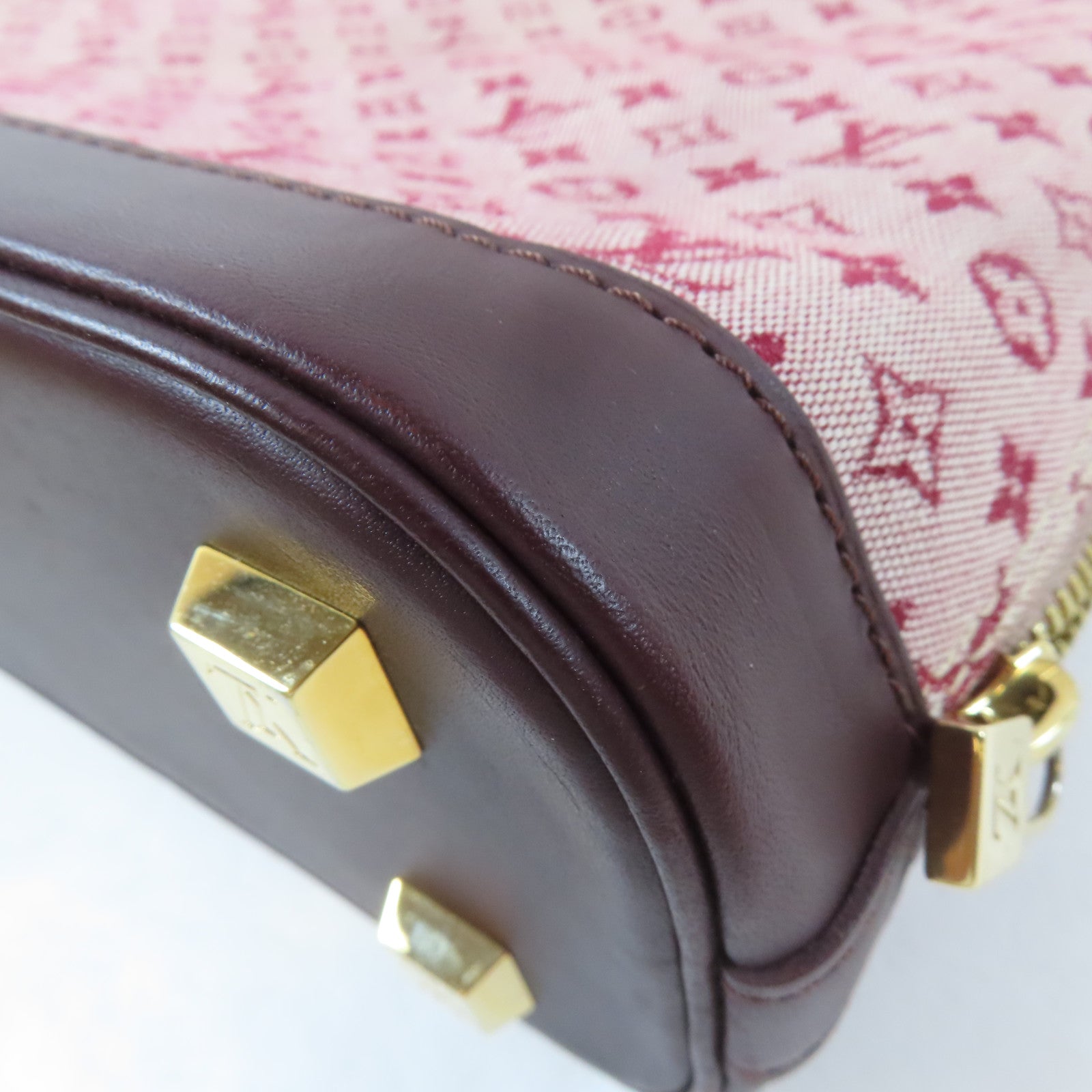 LOUIS VUITTON Monogram Mini Alma Haut金扣手挽袋紅色