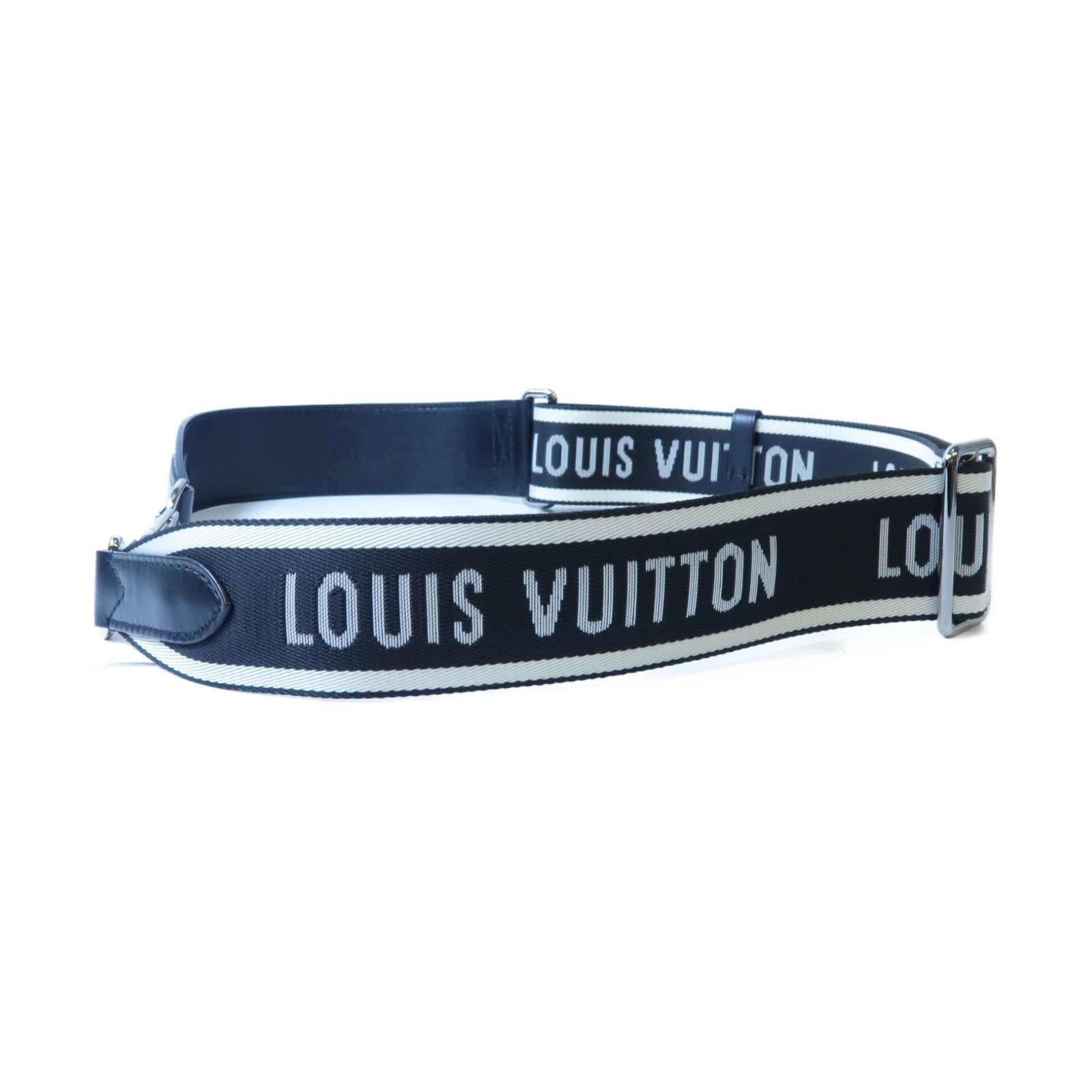 LOUIS VUITTON 牛皮皮革/尼龍Sporty Strap銀扣肩背帶黑色