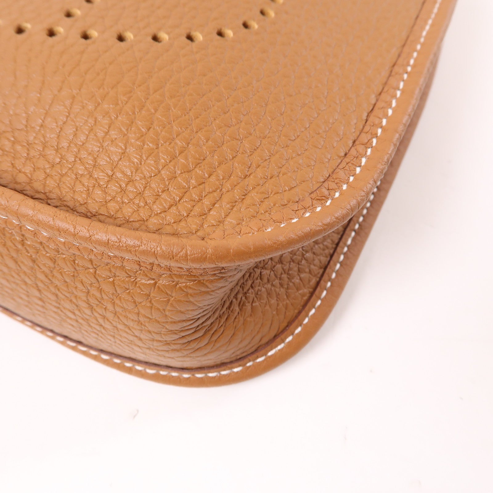 HERMES Clemence皮革Evelyne TPM銀扣肩背袋Gold棕色