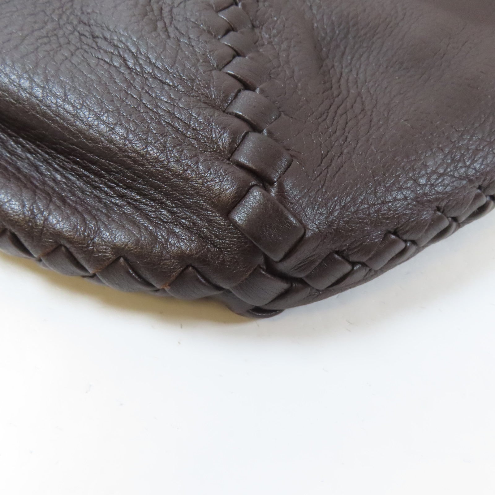 BOTTEGA VENETA 牛皮皮革Tote Bag銀扣手挽袋啡色