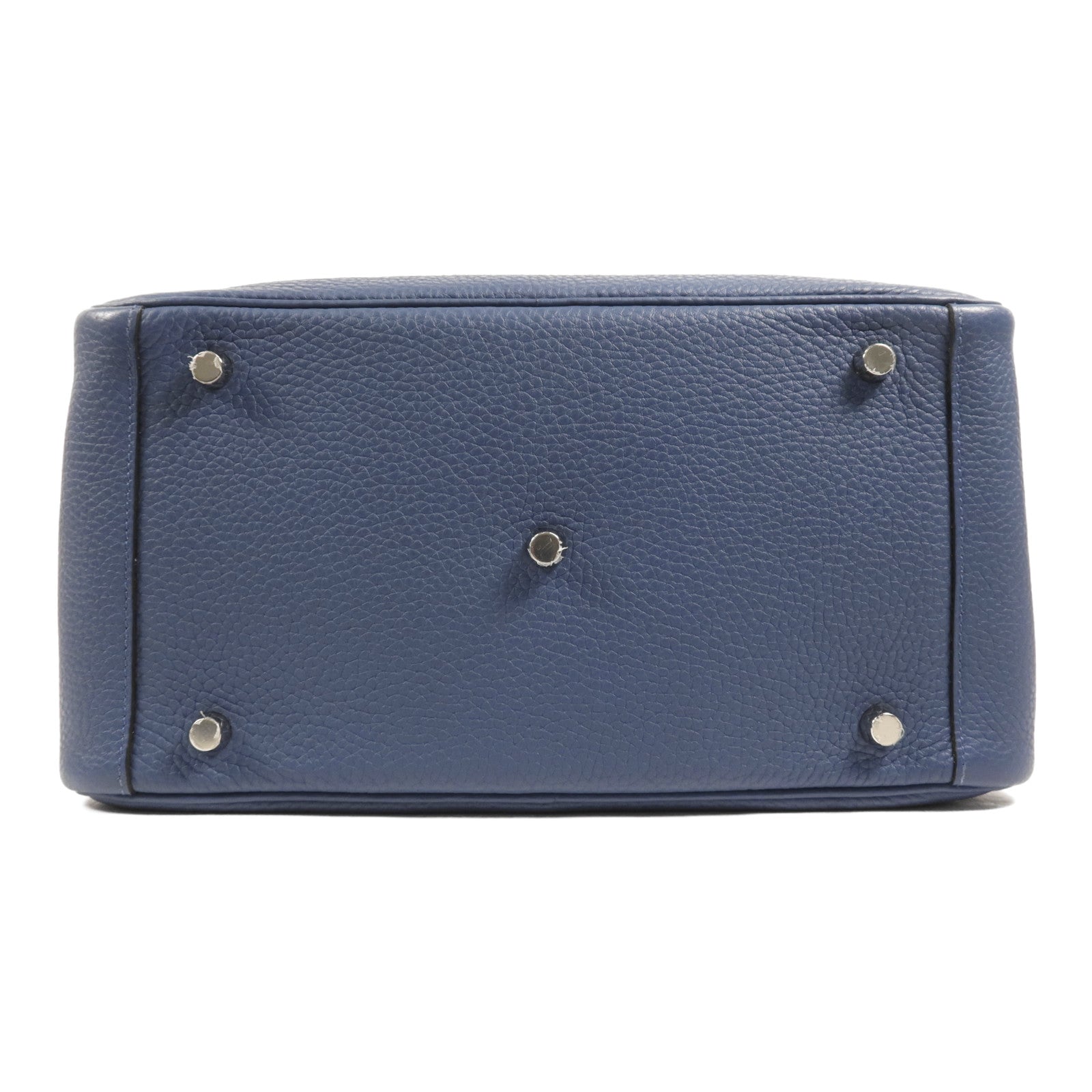 HERMES Clemence皮革Lindy 30銀扣手挽肩背兩用袋Bleu Brighton