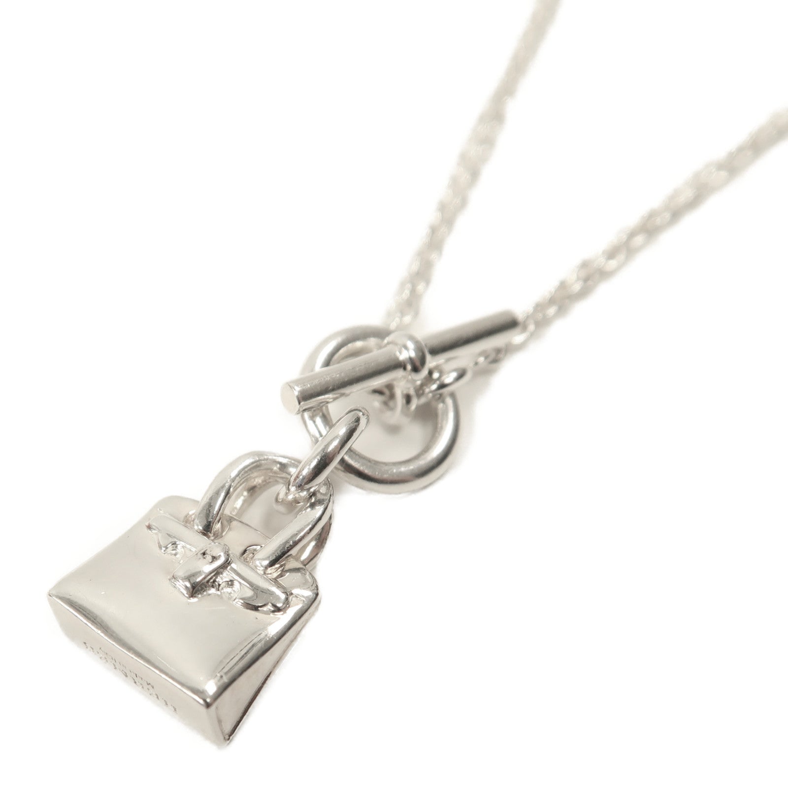 HERMES 925純銀Birkin Pendant項鏈銀色