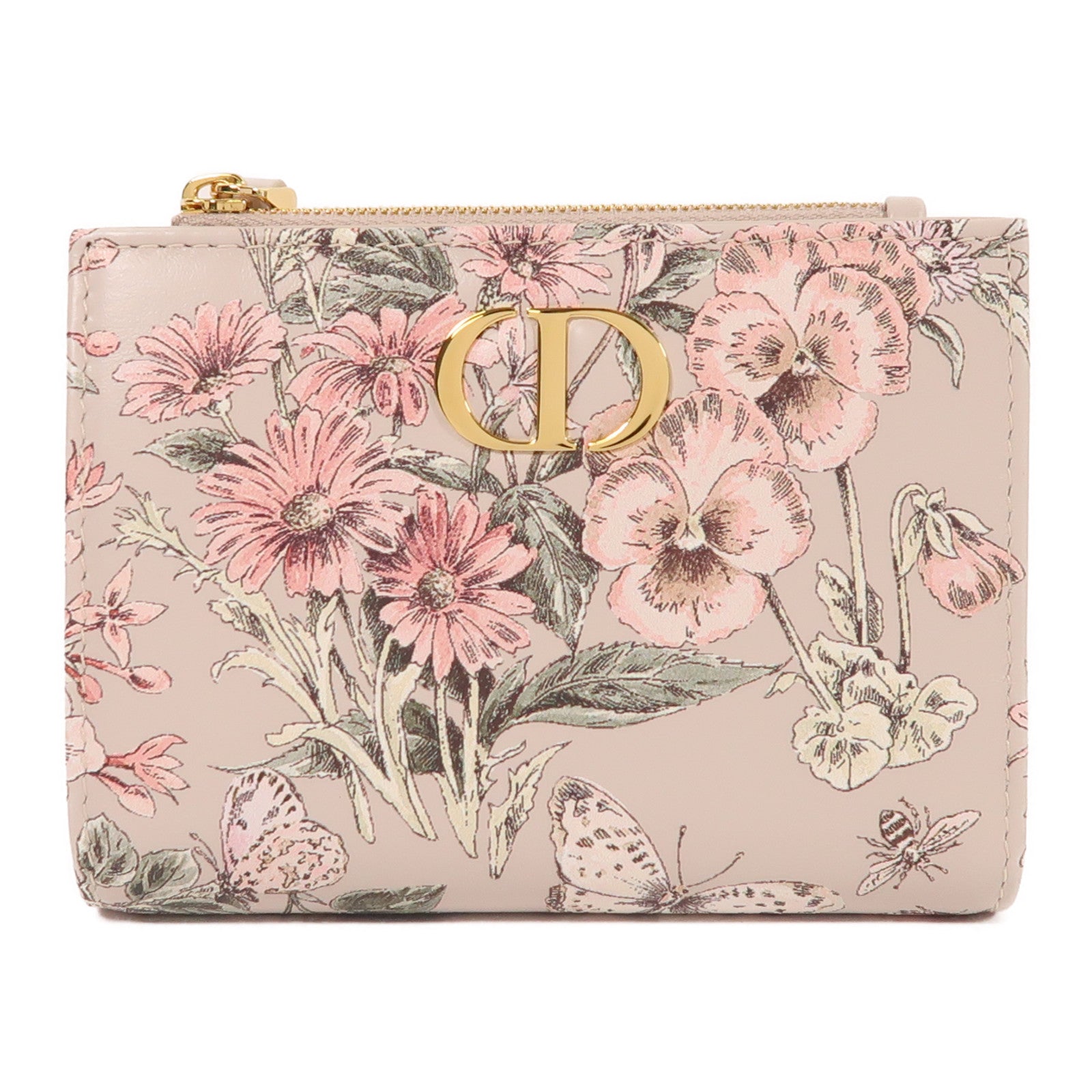 Dior 牛皮皮革Caro Dahlia Wallet金扣錢包