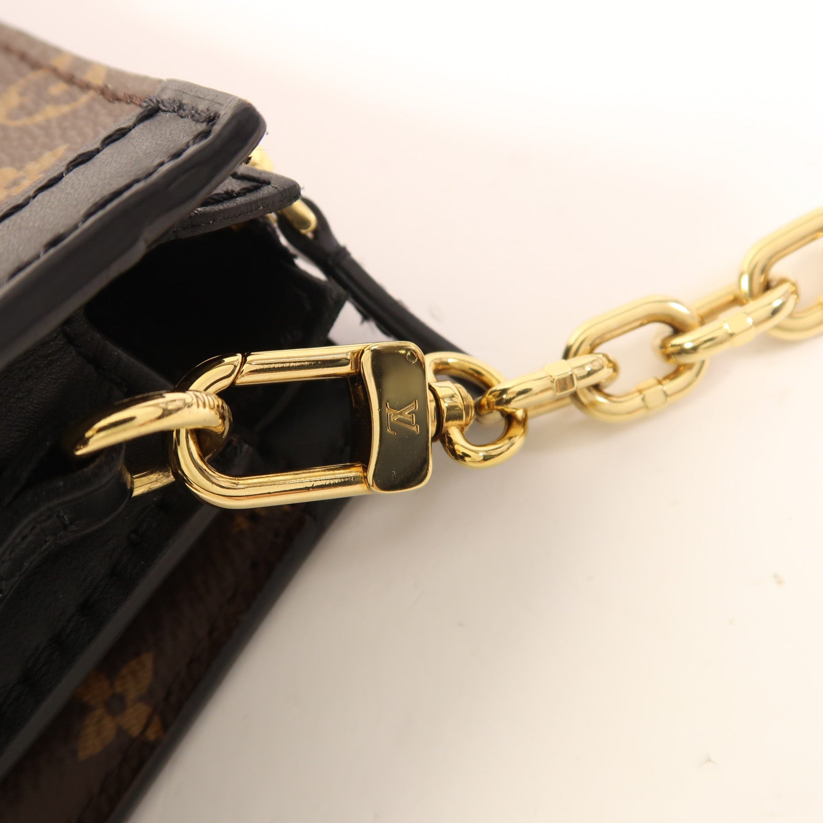 LOUIS VUITTON LV GHW Trunk Clutch Shoulder Bag M43596 Monogram Reverse Brown