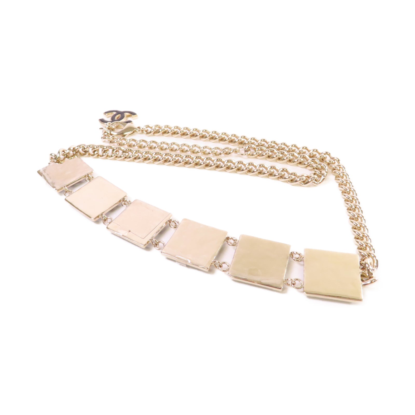 CHANEL 金屬Chain Belt金扣腰鏈黑色/金色
