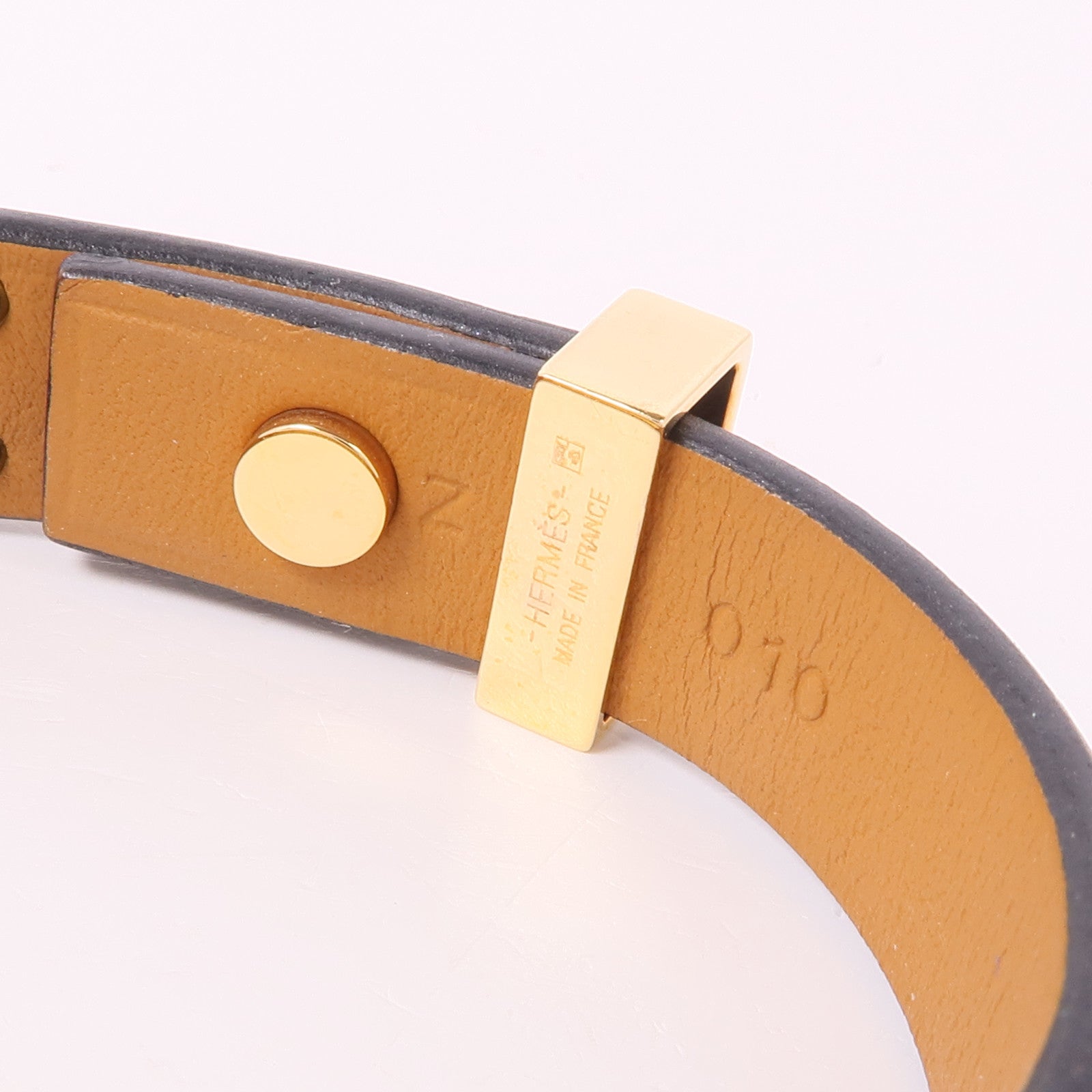 HERMES Swift皮革Mini Dog Bracelet金扣手鐲Noir