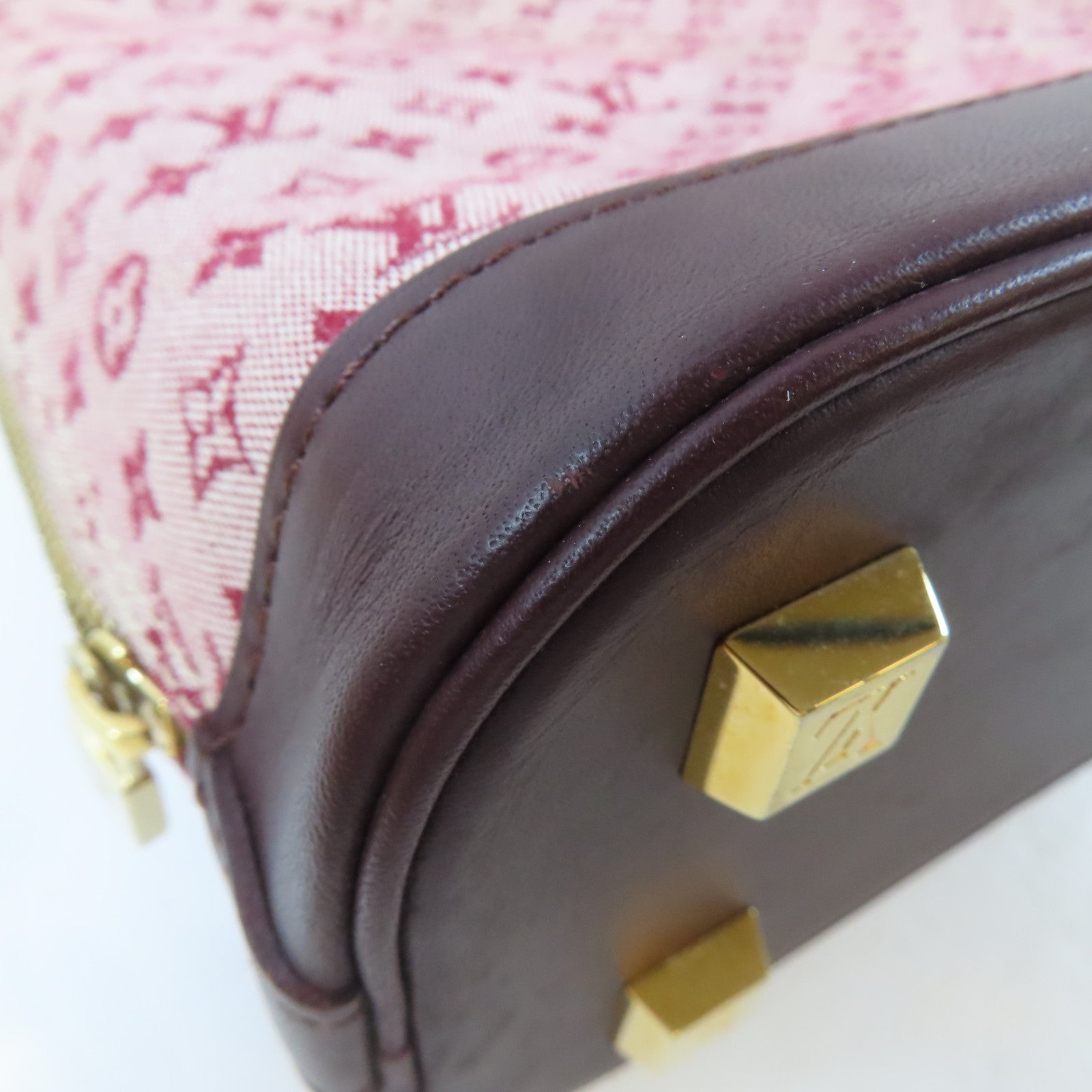 LOUIS VUITTON Monogram Mini Alma Haut金扣手挽袋紅色