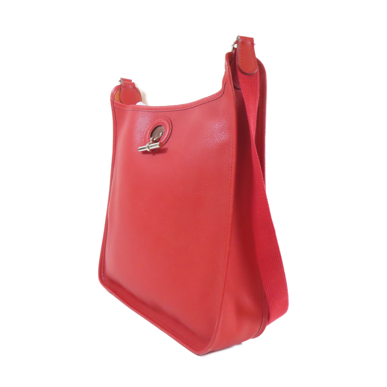 HERMES Epsom皮革Vespa Shoulder Bag銀扣肩背袋法拉利紅色