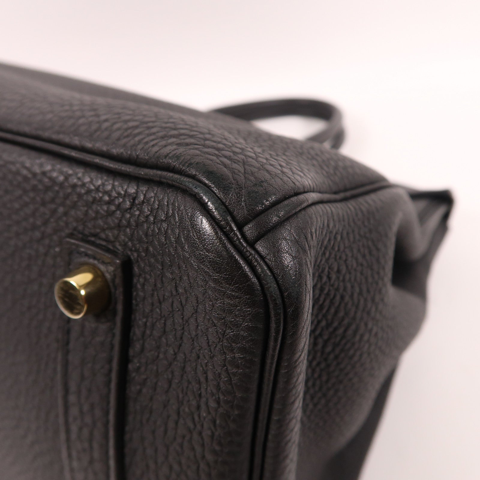 HERMES Clemence皮革Birkin 35金扣手挽袋黑色