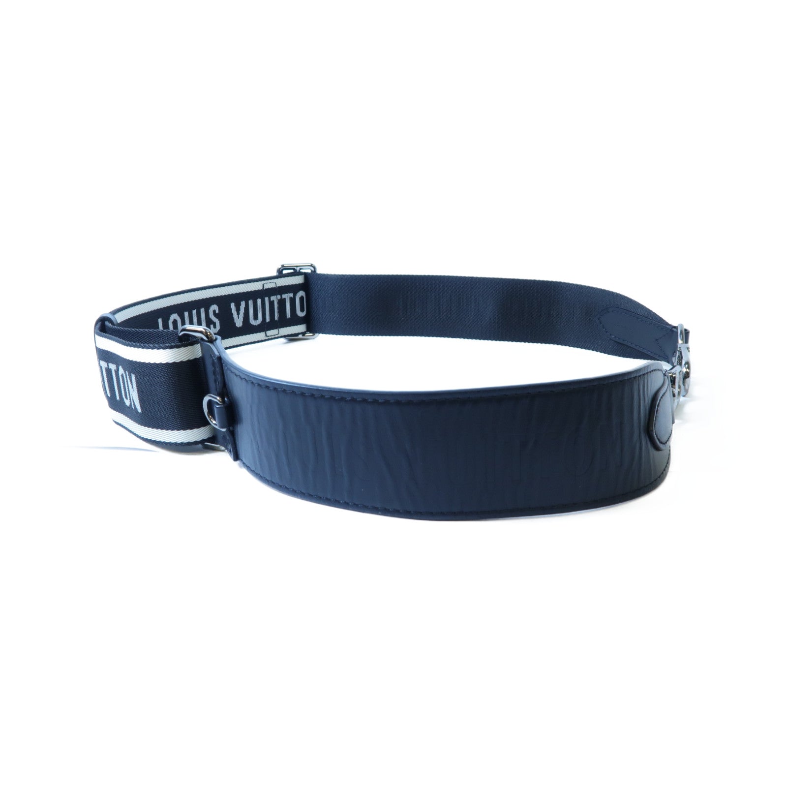 LOUIS VUITTON 牛皮皮革/尼龍Sporty Strap銀扣肩背帶黑色