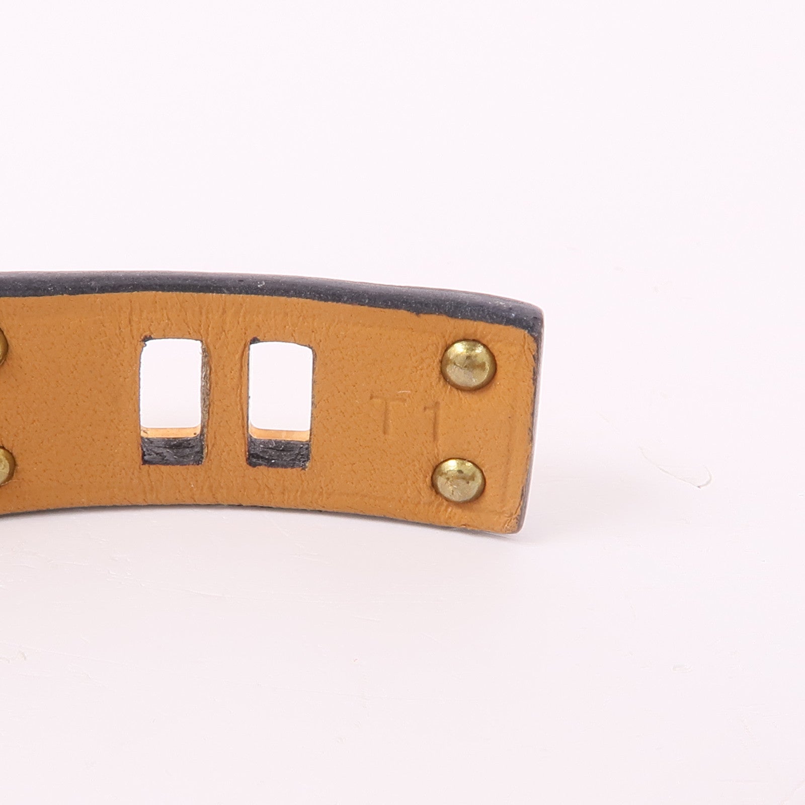 HERMES Swift皮革Mini Dog Bracelet金扣手鐲Noir