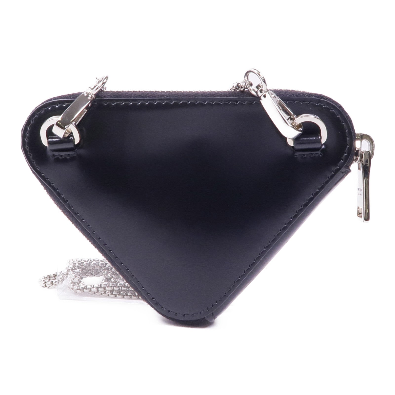 PRADA 【激減優惠】牛皮皮革Triangle Mini Pouch銀扣鏈帶肩背袋