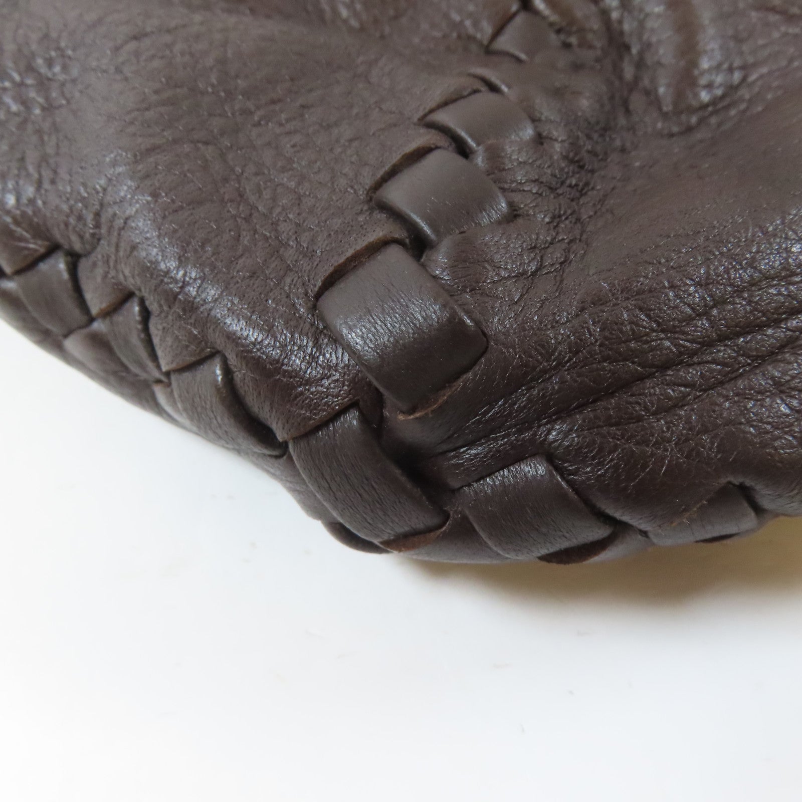 BOTTEGA VENETA 牛皮皮革Tote Bag銀扣手挽袋啡色
