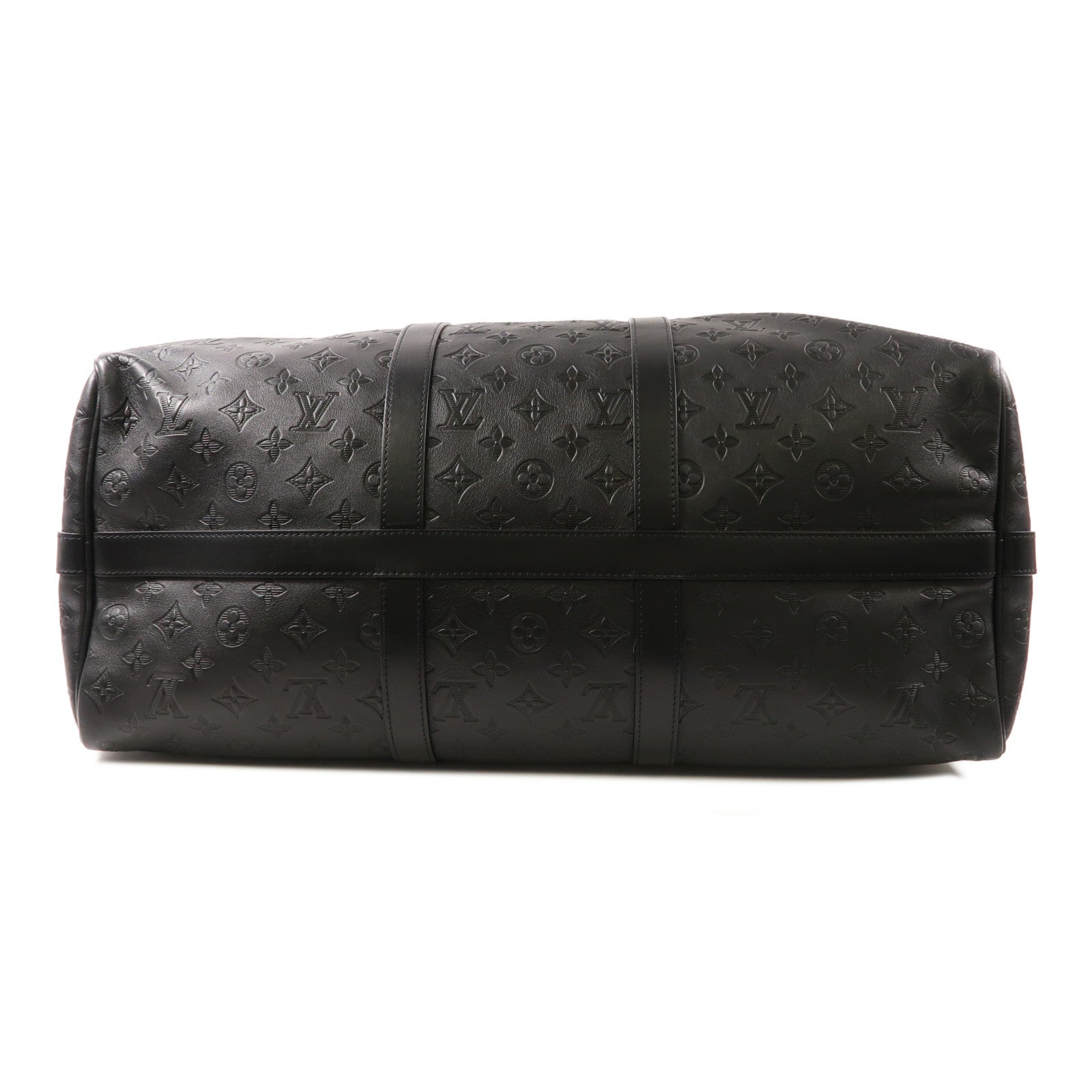 LOUIS VUITTON Monogram Shadow Keepall 50 Bandouliere手挽肩背兩用旅行袋黑色