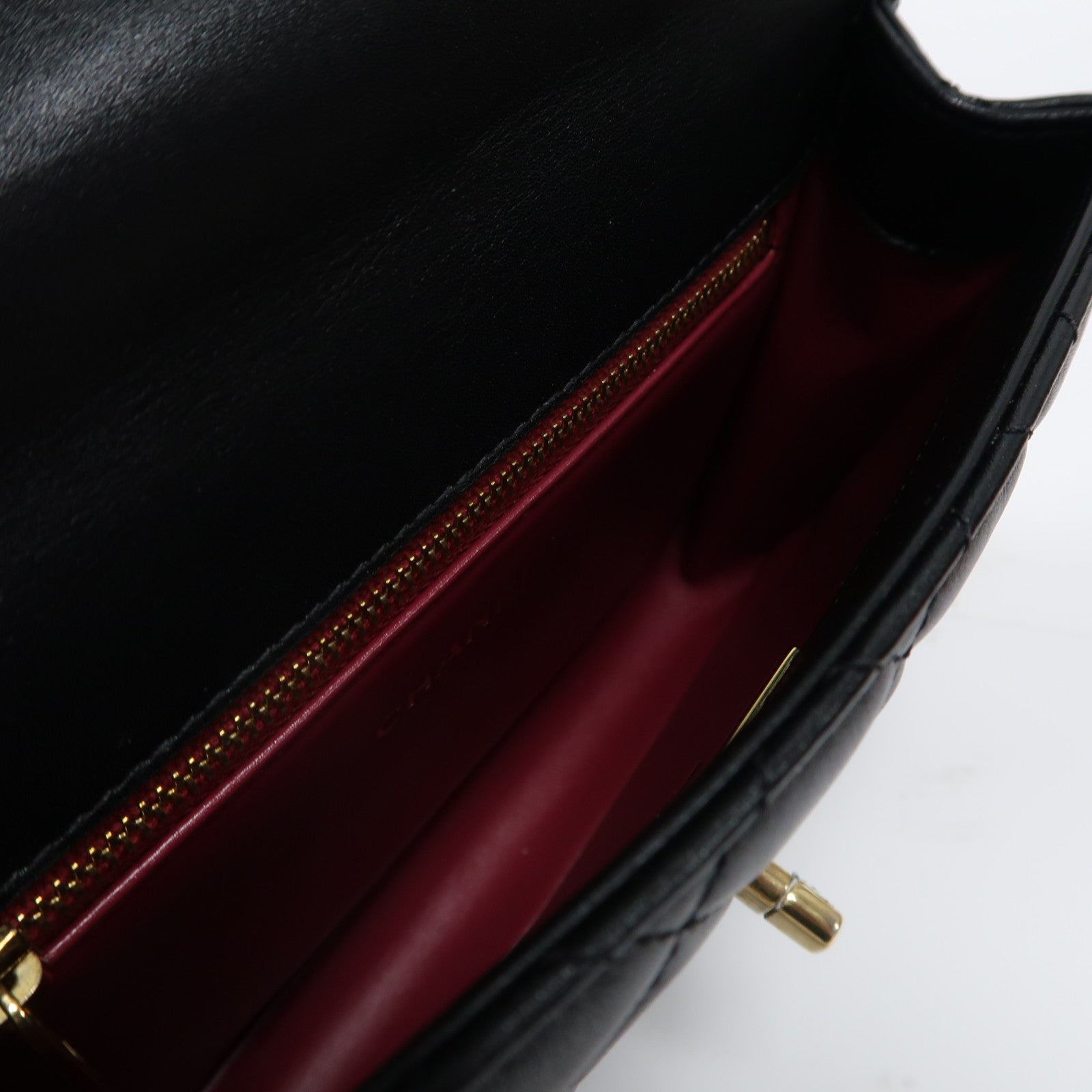CHANEL 菱格羊皮皮革Chain Shoulder Bag金扣鏈帶手挽肩背兩用袋黑色