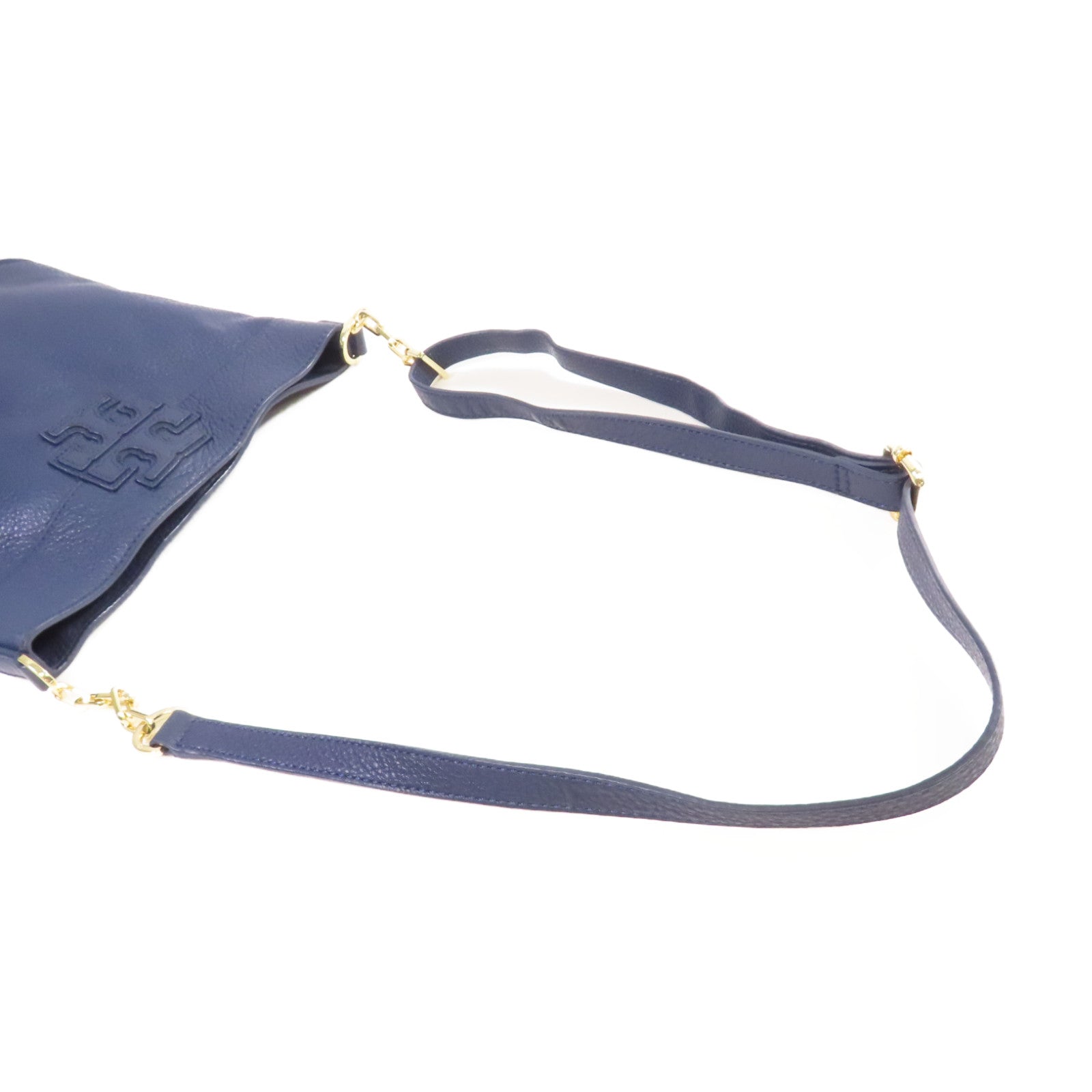 Tory Burch 牛皮皮革Shoulder Bag金扣肩背袋寶藍色