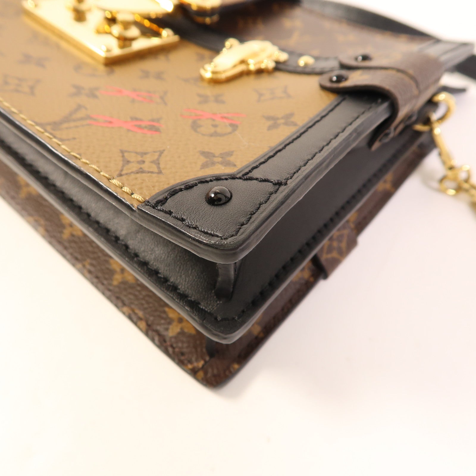 LOUIS VUITTON LV GHW Trunk Clutch Shoulder Bag M43596 Monogram Reverse Brown