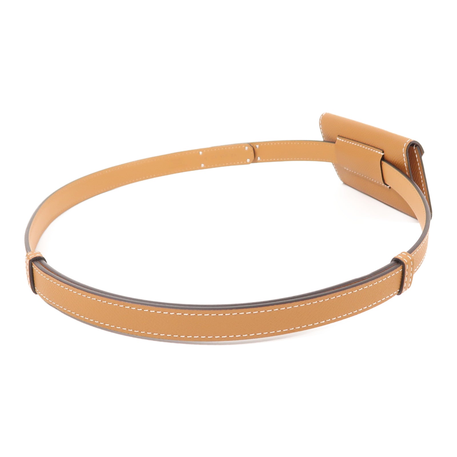 HERMES Epsom皮革Kelly Pocket 18銀扣皮帶Gold