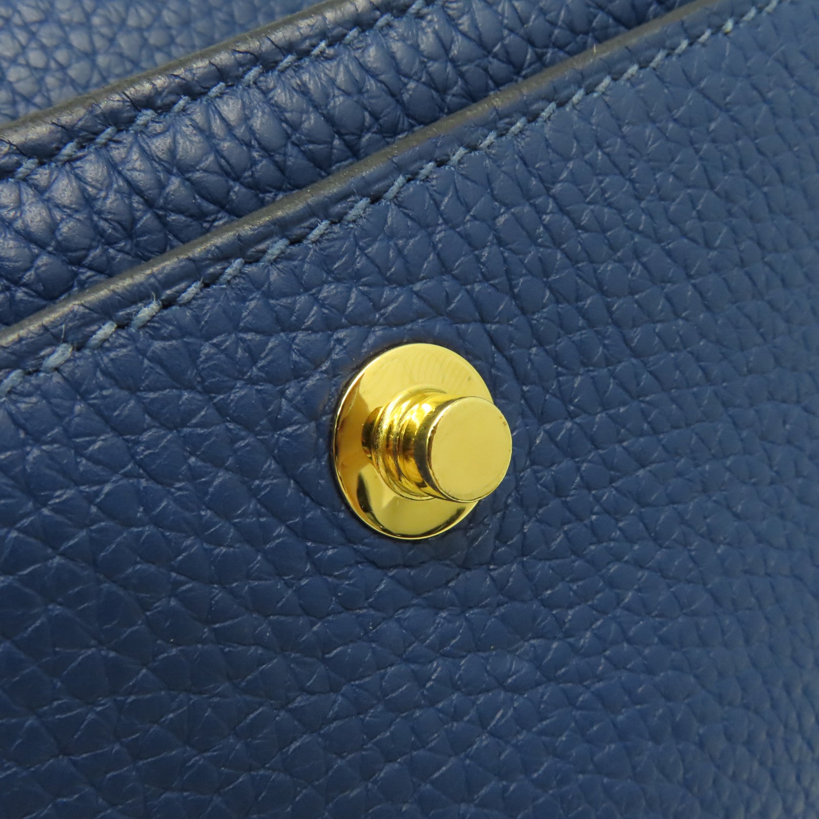 HERMES 【激減優惠】Clemence皮革Sac Saut 25 Shoulder Bag金扣肩背袋藍色