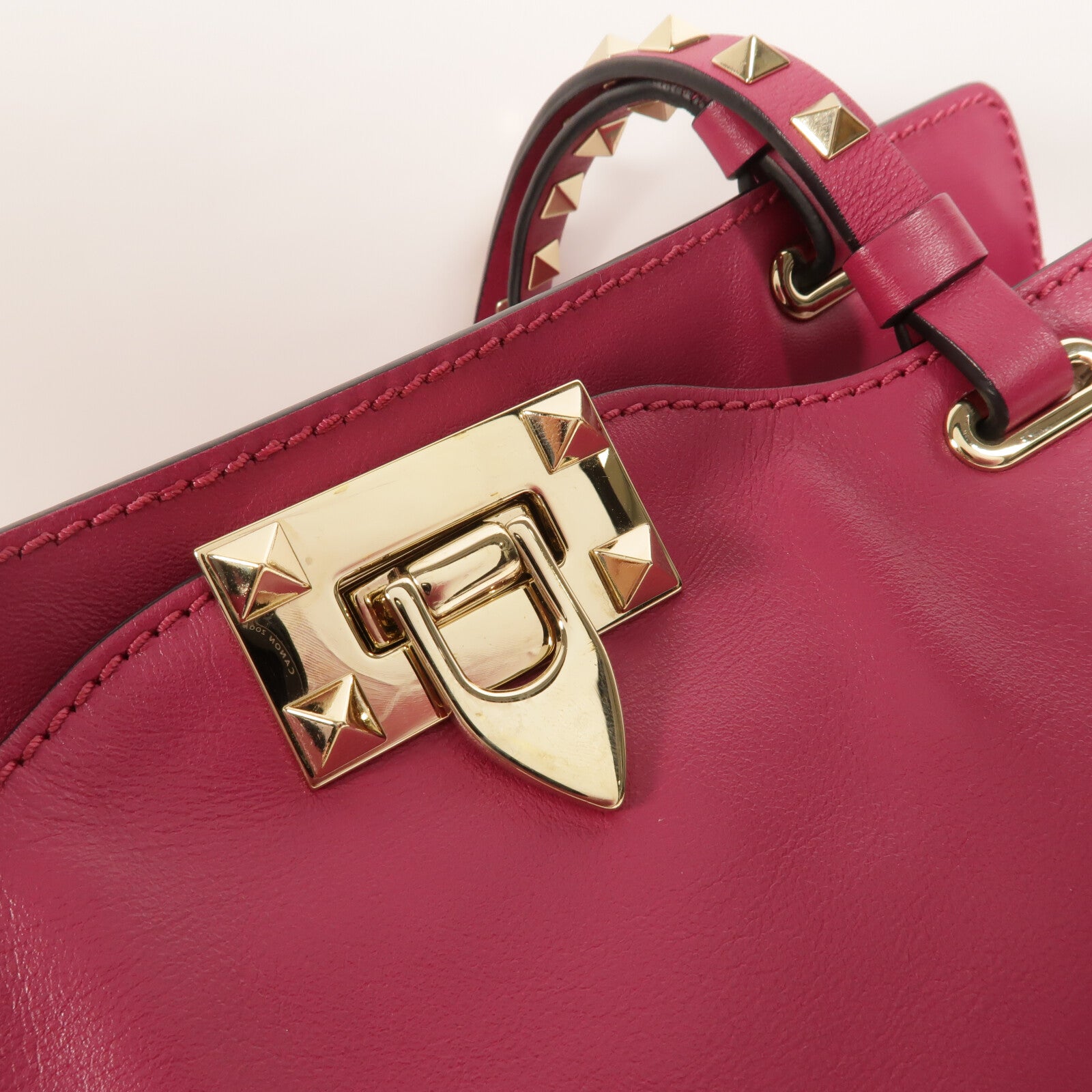 Valentino 牛皮皮革Rockstud Top Handle手挽肩背兩用袋