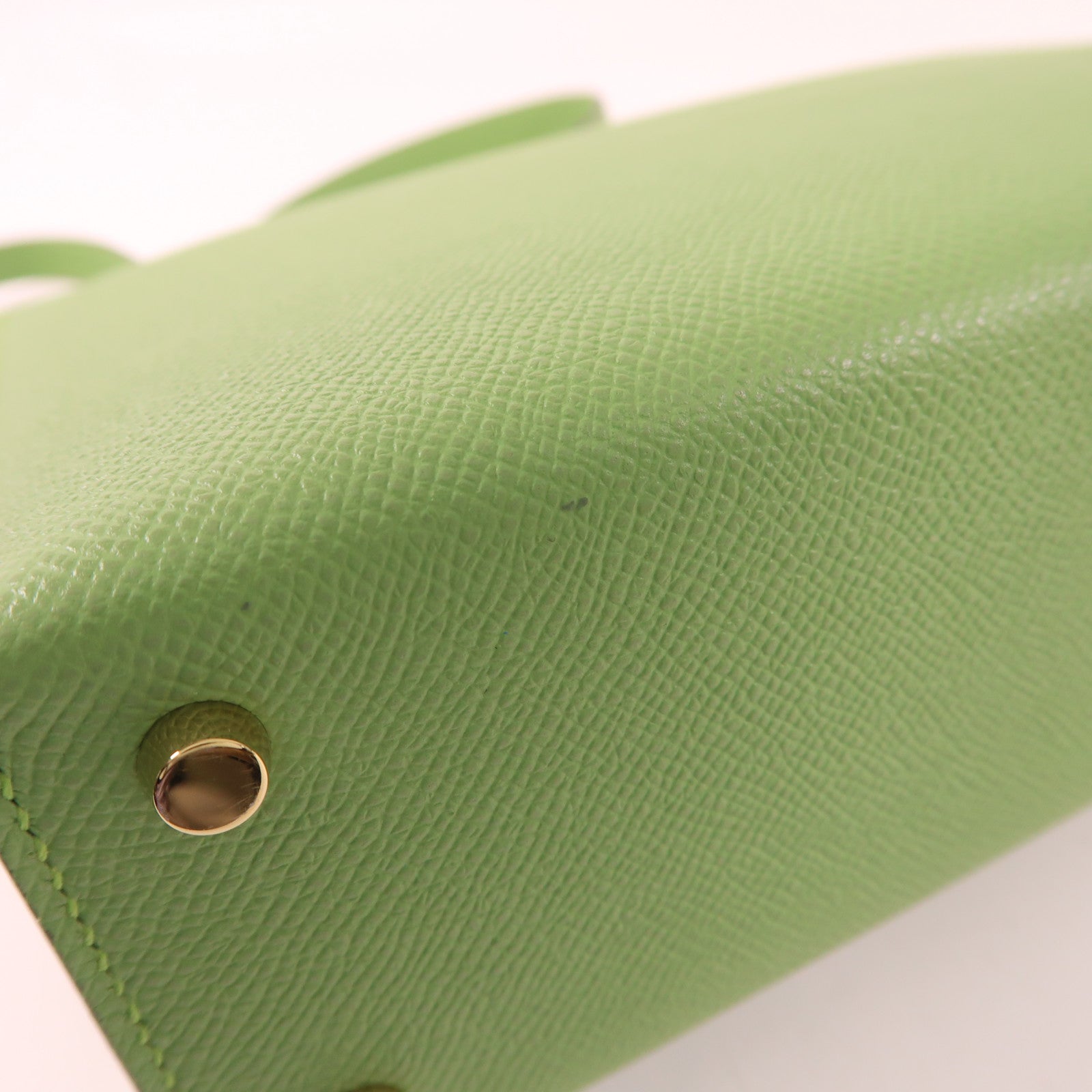 HERMES Epsom皮革Verrou 23金扣肩背袋Vert Criquet