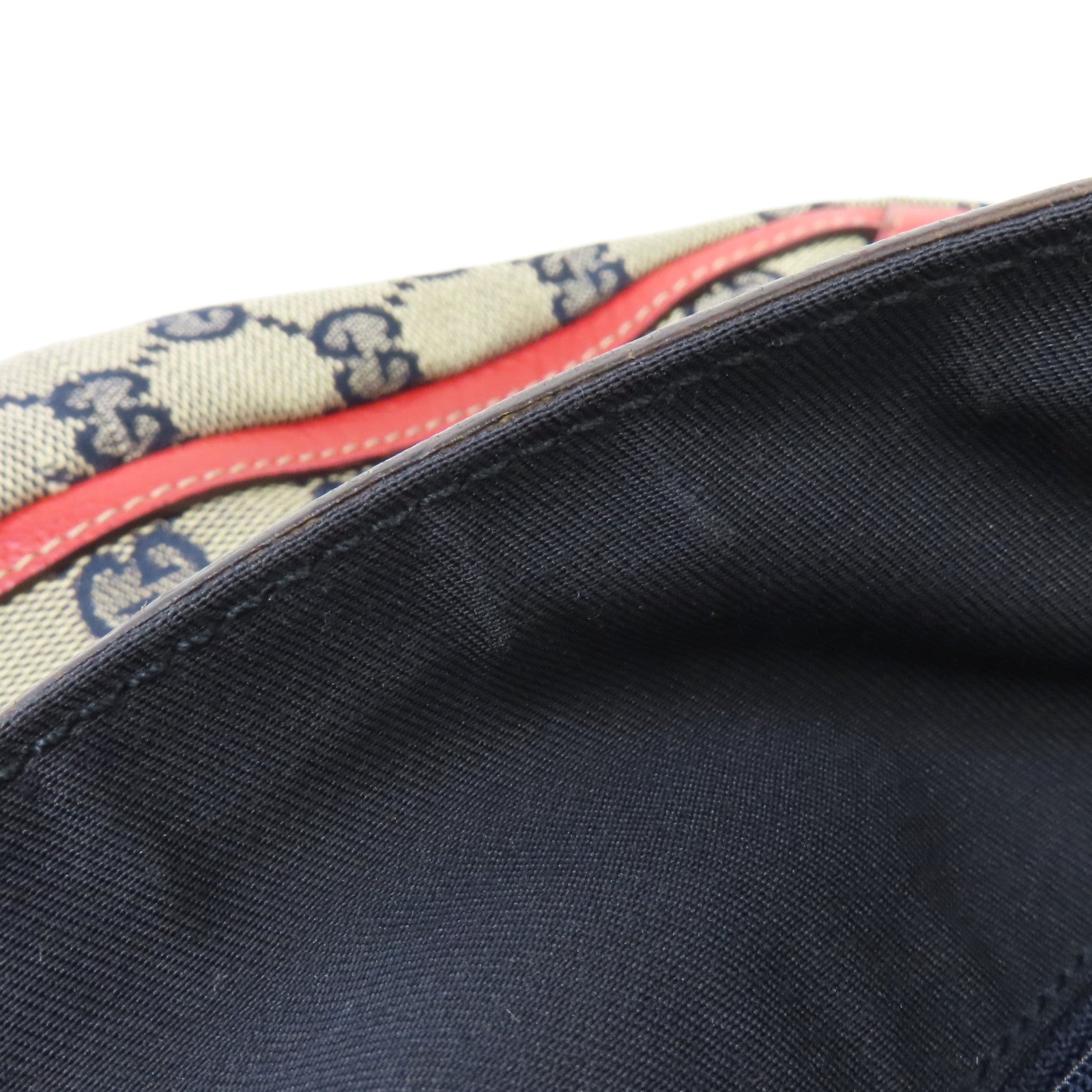GUCCI 帆布Hand Bag金扣手挽袋啡色/紅色