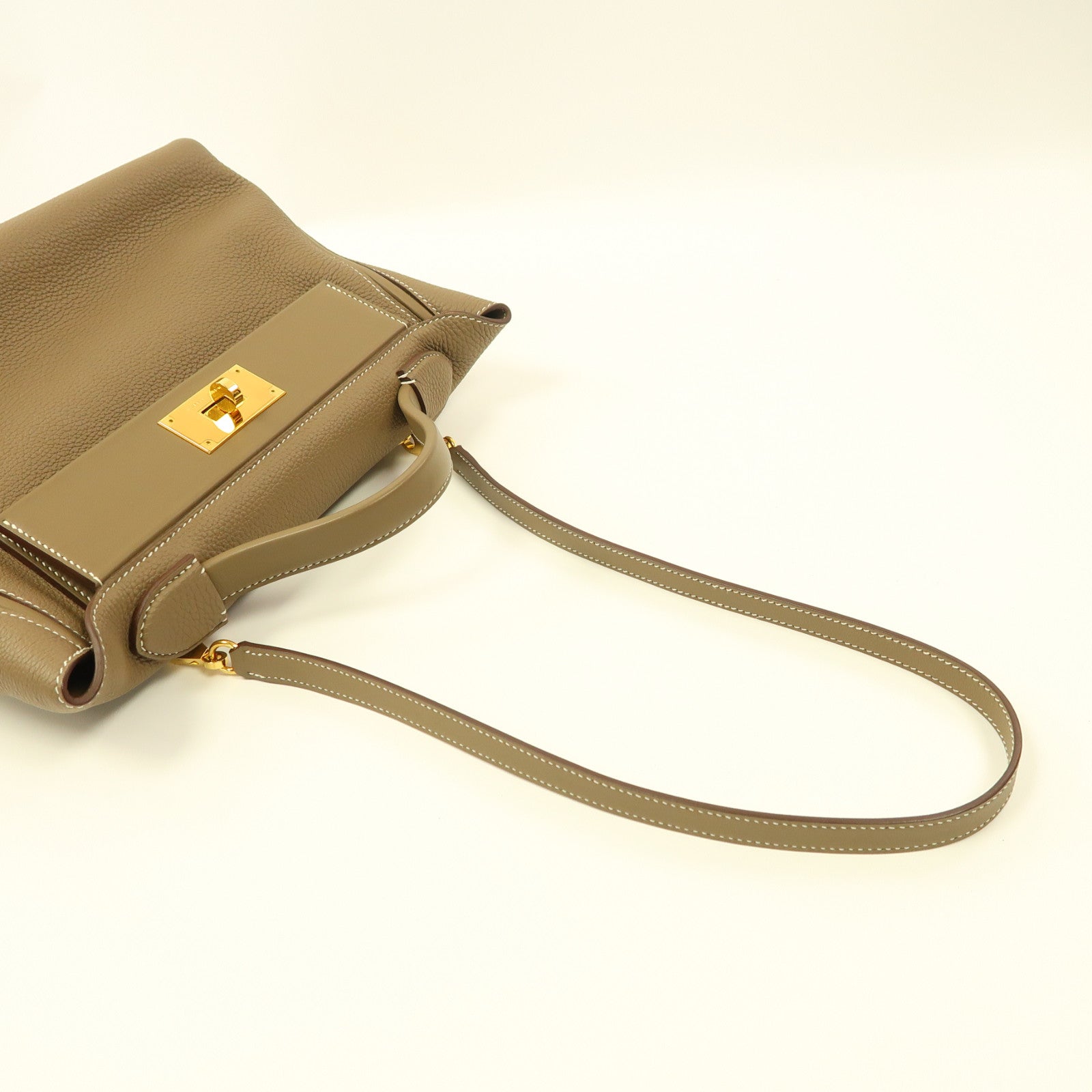 HERMES Togo皮革24/24 29cm金扣手挽肩背兩用袋大象灰色