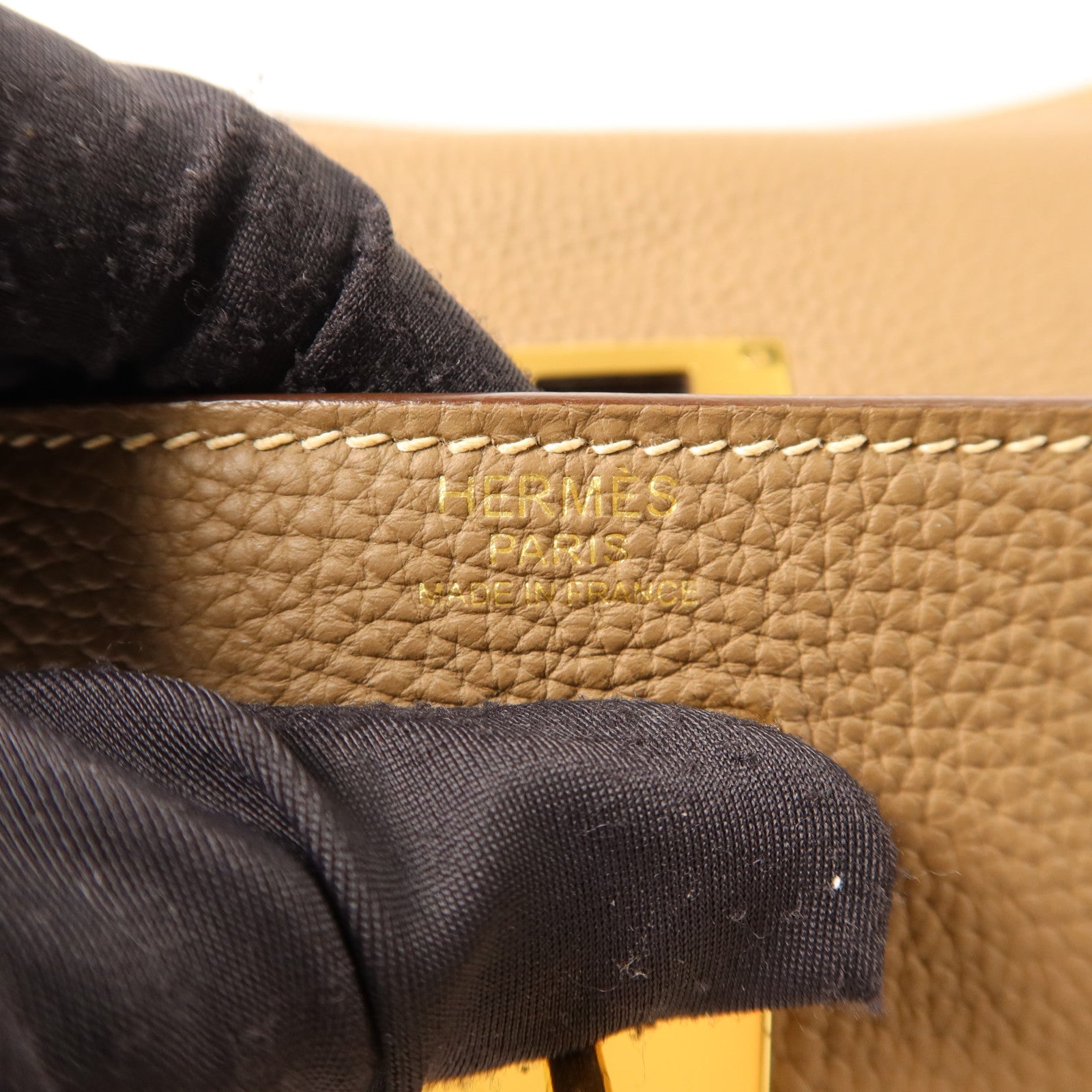 HERMES Togo皮革Kelly 32金扣手挽肩背兩用袋Etoupe